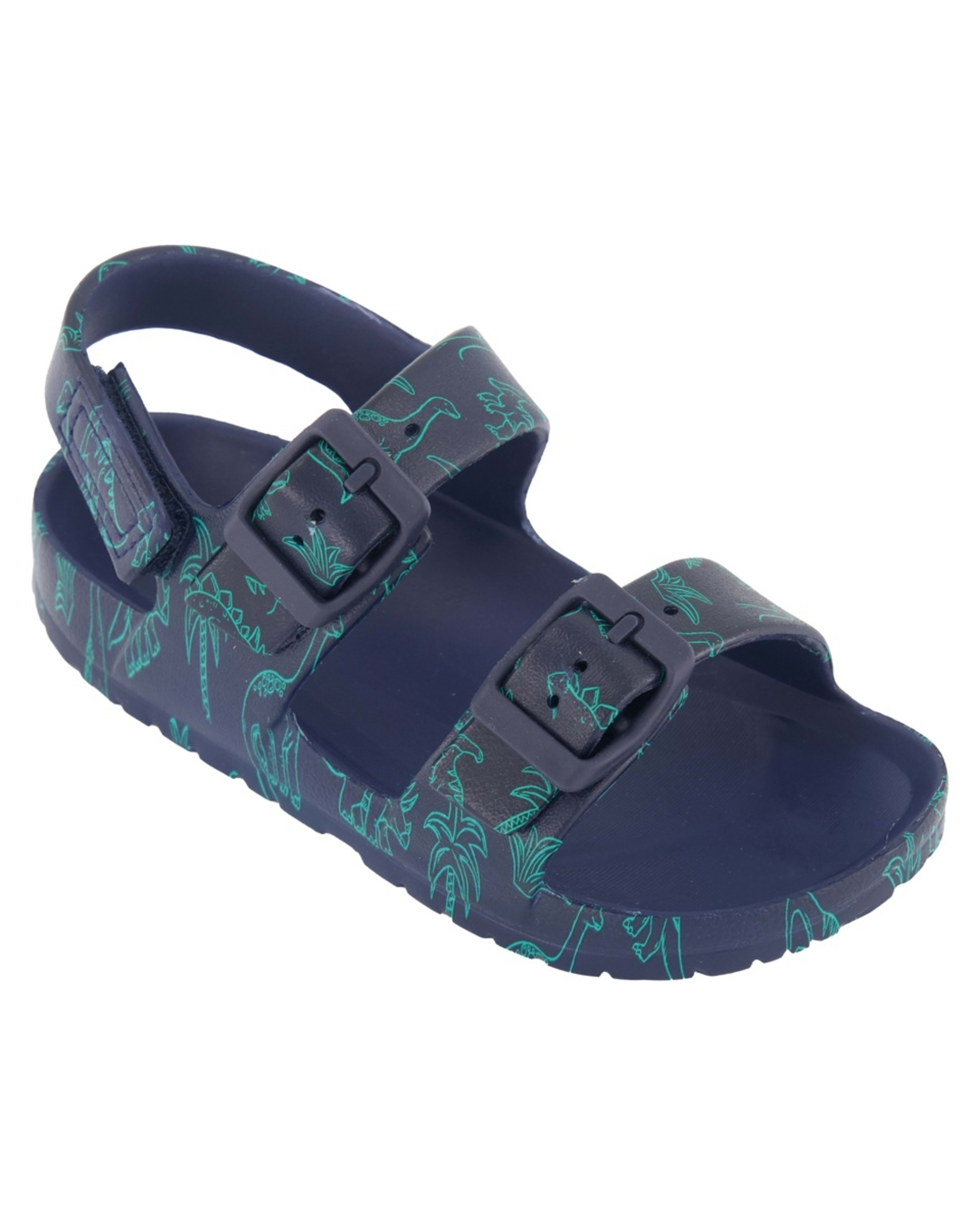 3 Junior Double Strap Slides NAVY DINO OUTLINE SHOE, 3 of 3