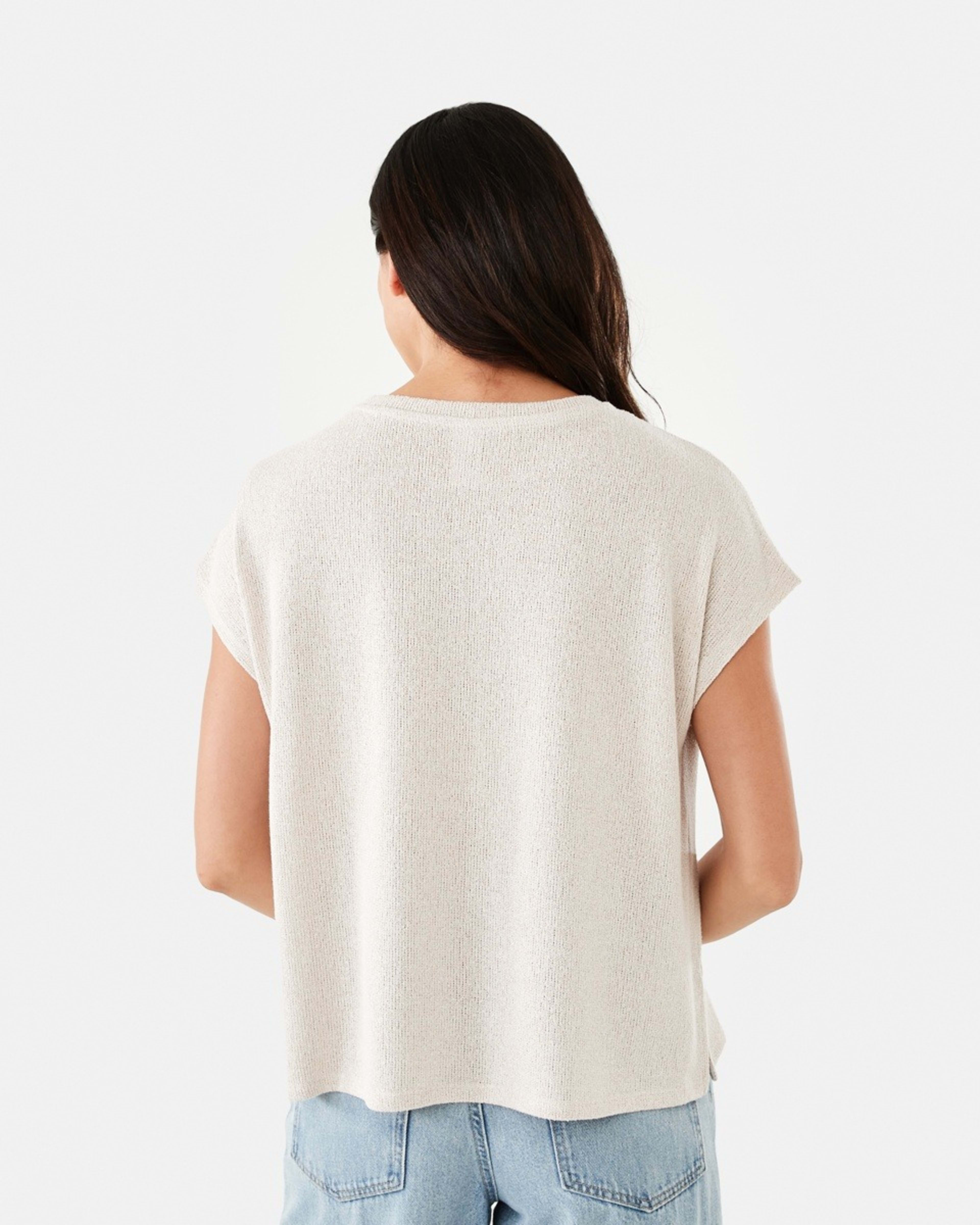 3 Short Sleeve Textured Extended Sleeve Top Nat Beige, 3 of 6