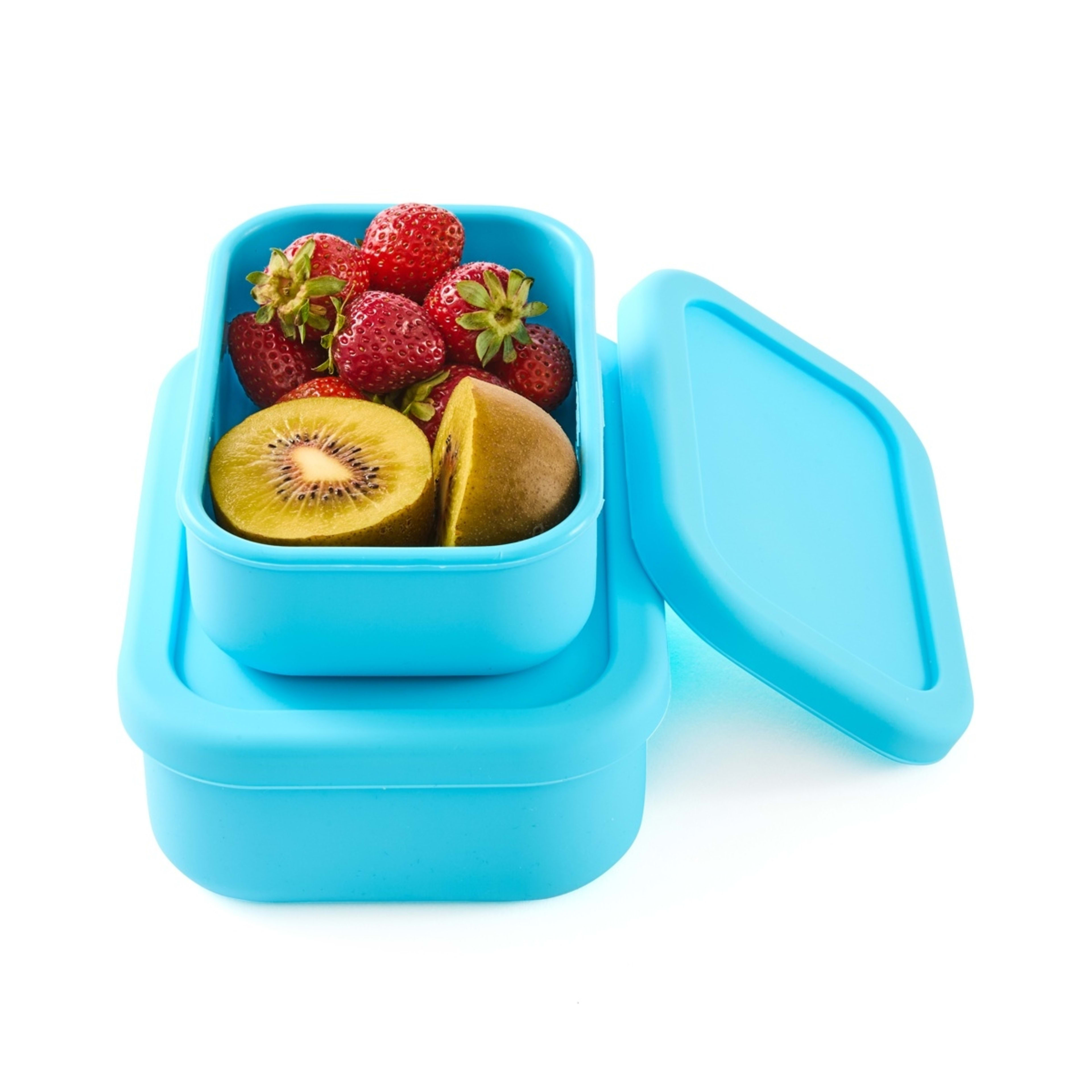 1 2 Pack Blue Silicone Snack Box, 1 of 10