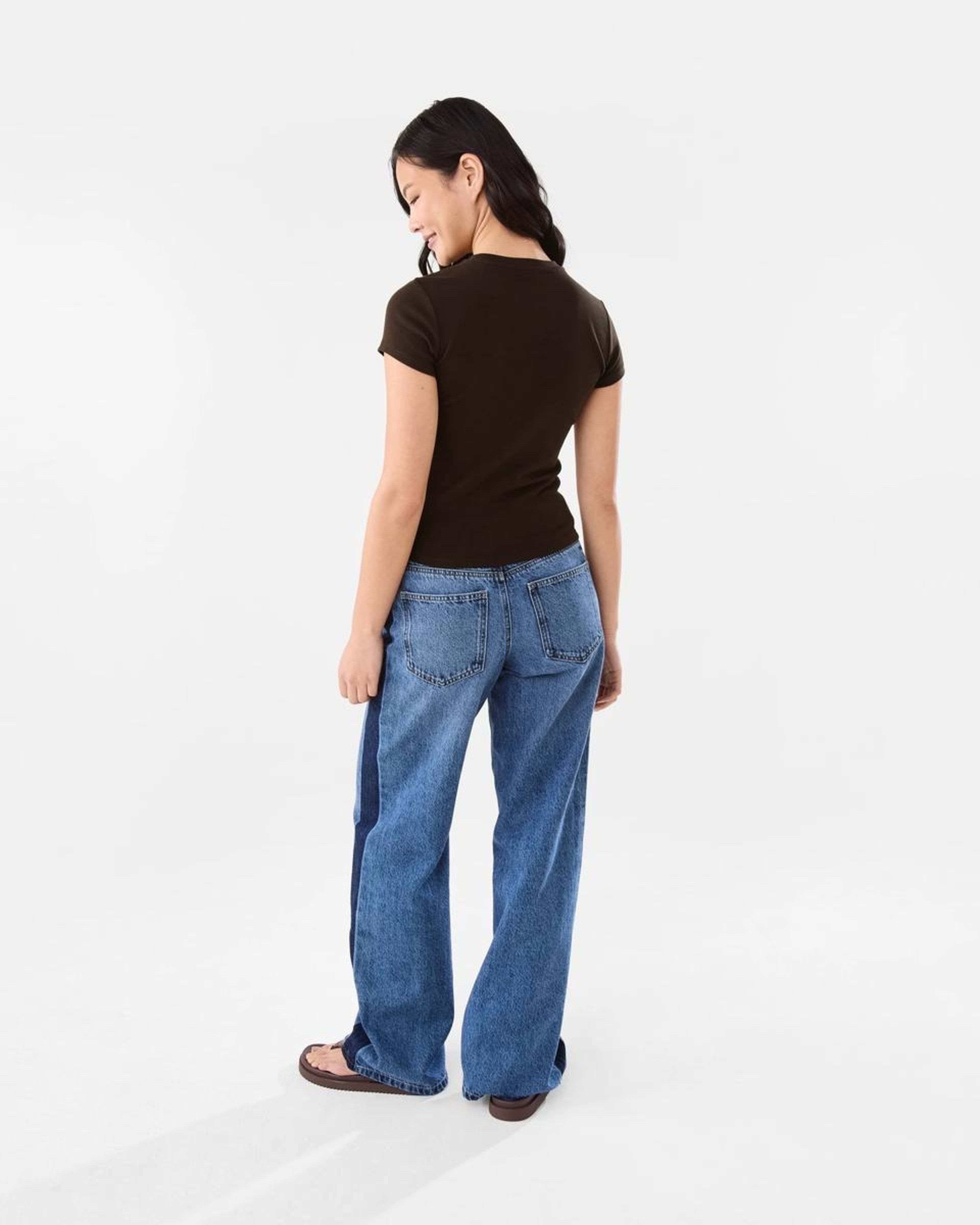 6 Side Stripe Wide Leg Jeans MID WASH, 6 of 10