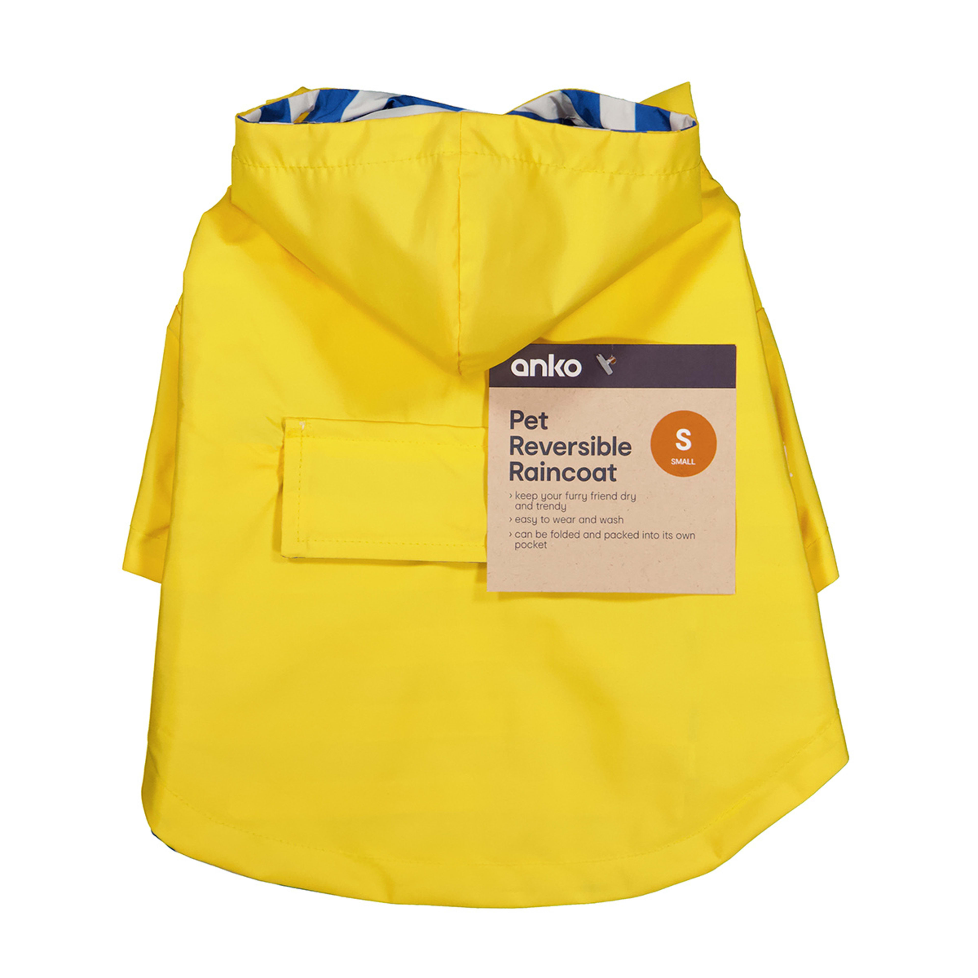Pet Reversible Raincoat Small, Yellow Kmart NZ