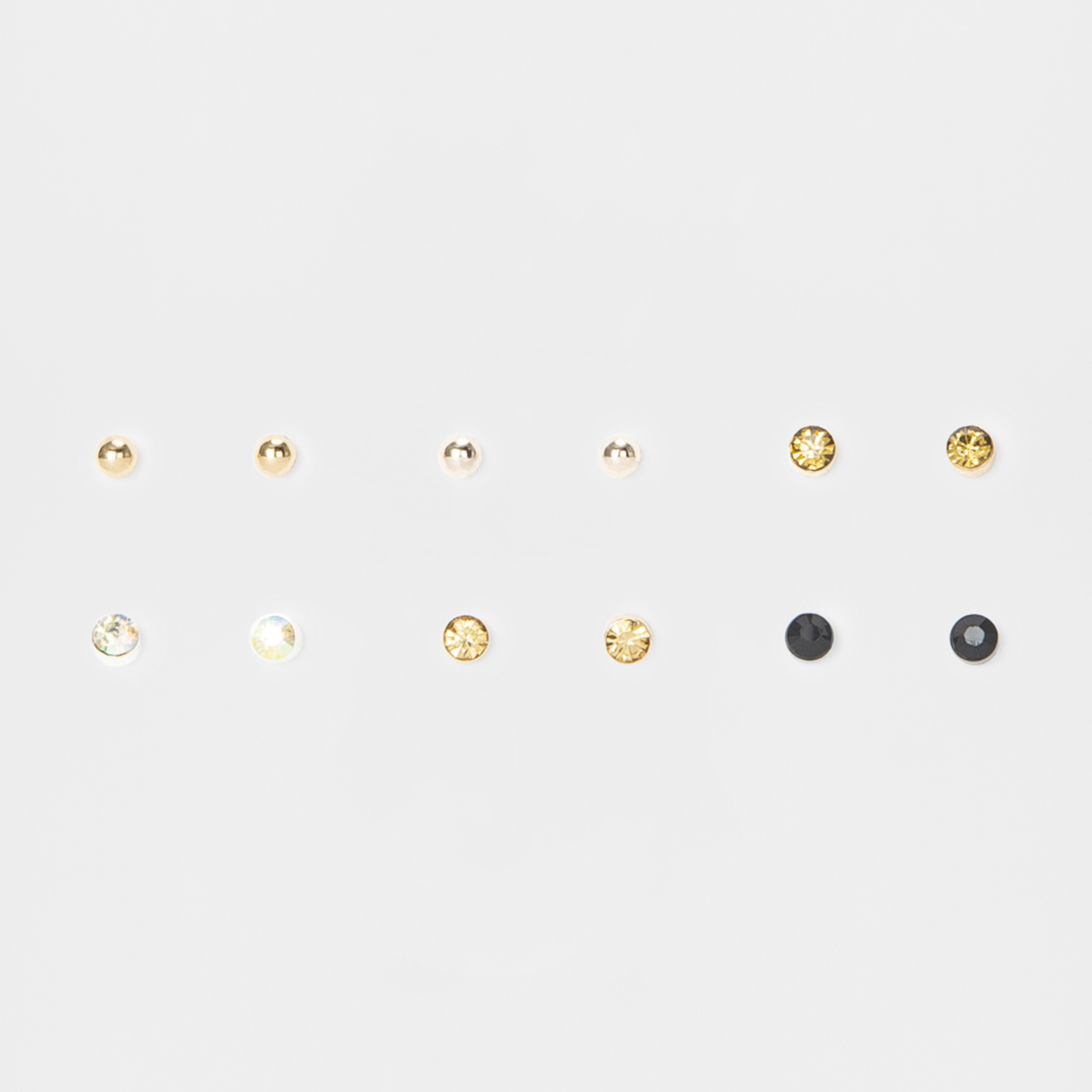 1 6 Pack Small Crystal Stud Earrings - Neutral, 1 of 4