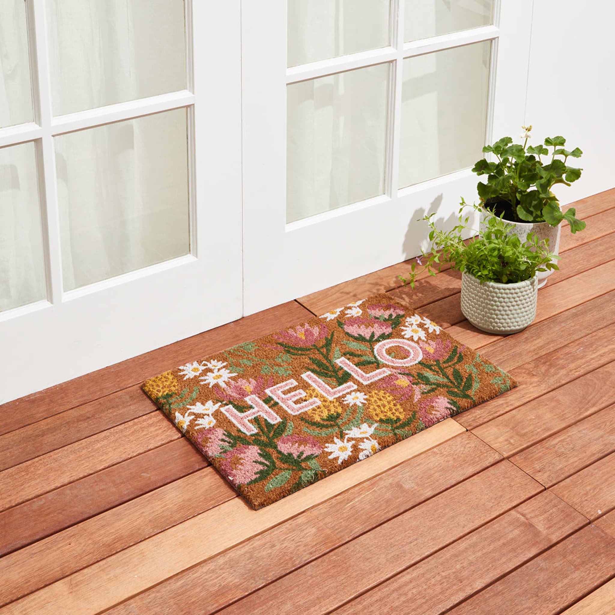Floral Hello Doormat Kmart