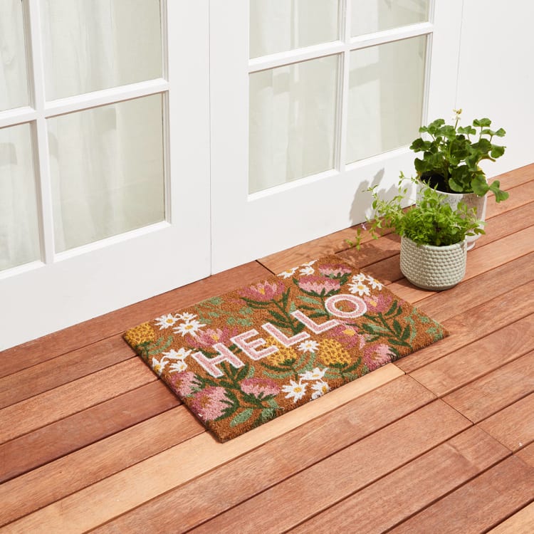 Floral Hello Doormat Kmart