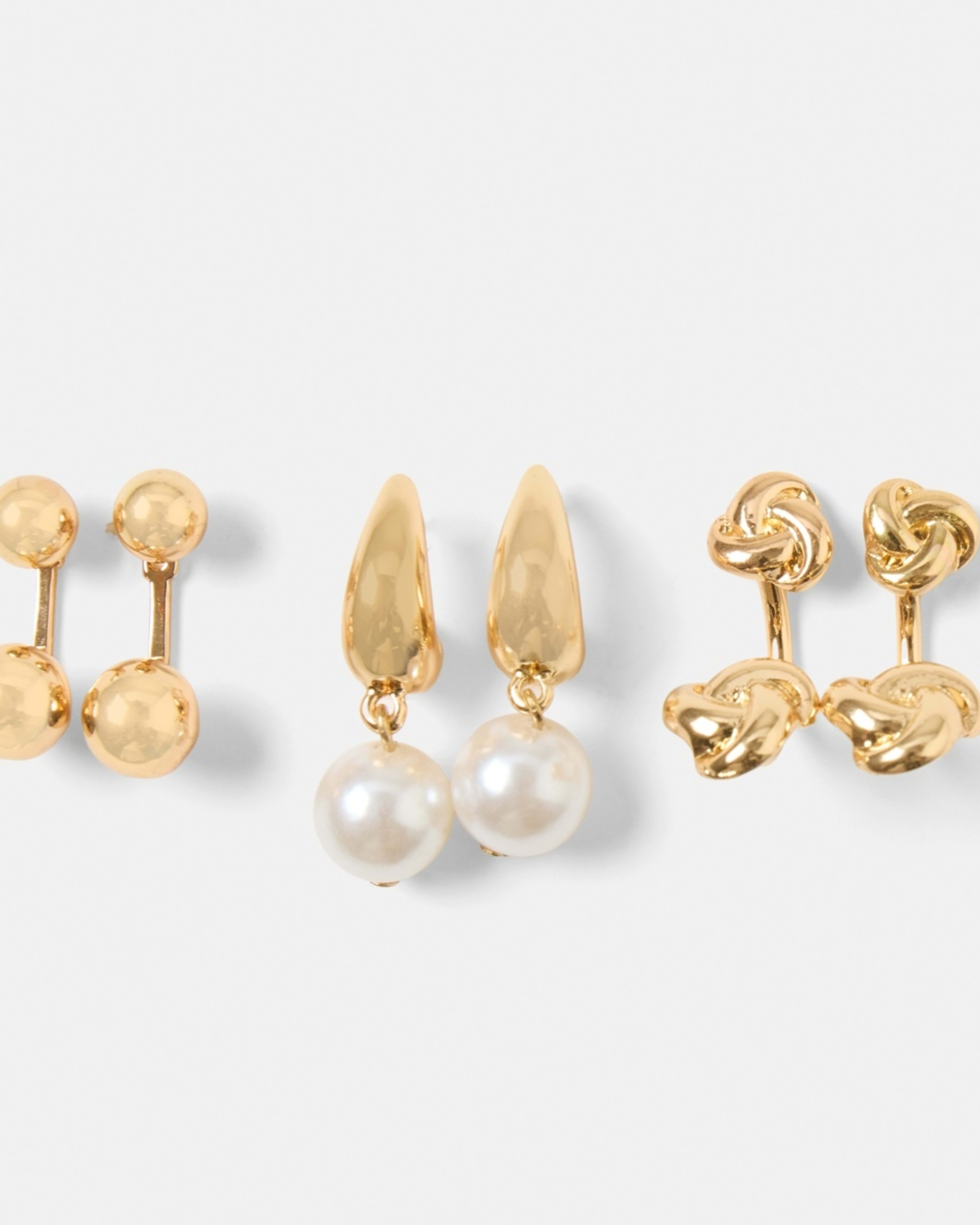 1 3 Pack Front and Back Earrings - Gold Tone Gold