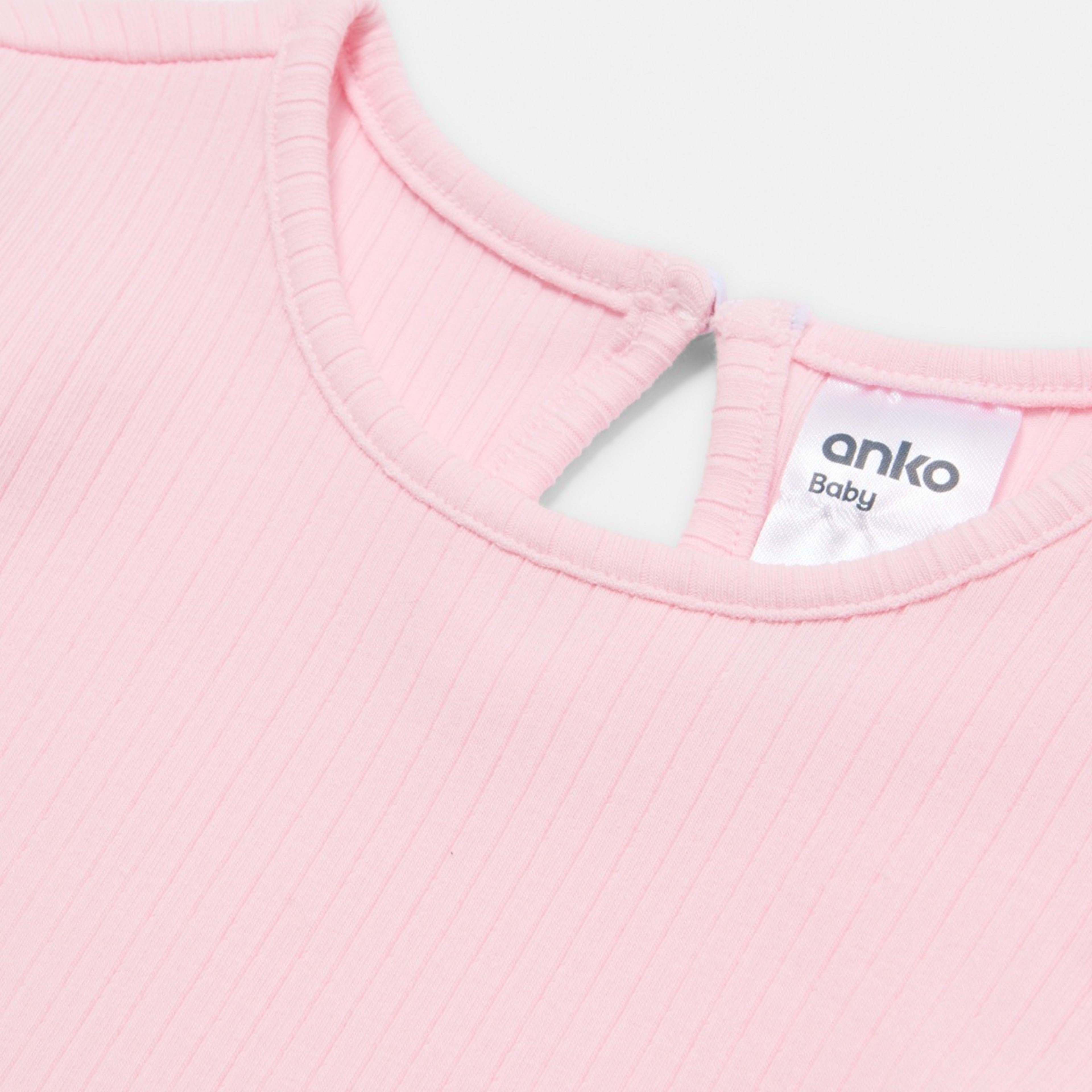 3 Frill Rib Bodysuit Dessert Pink, 3 of 4