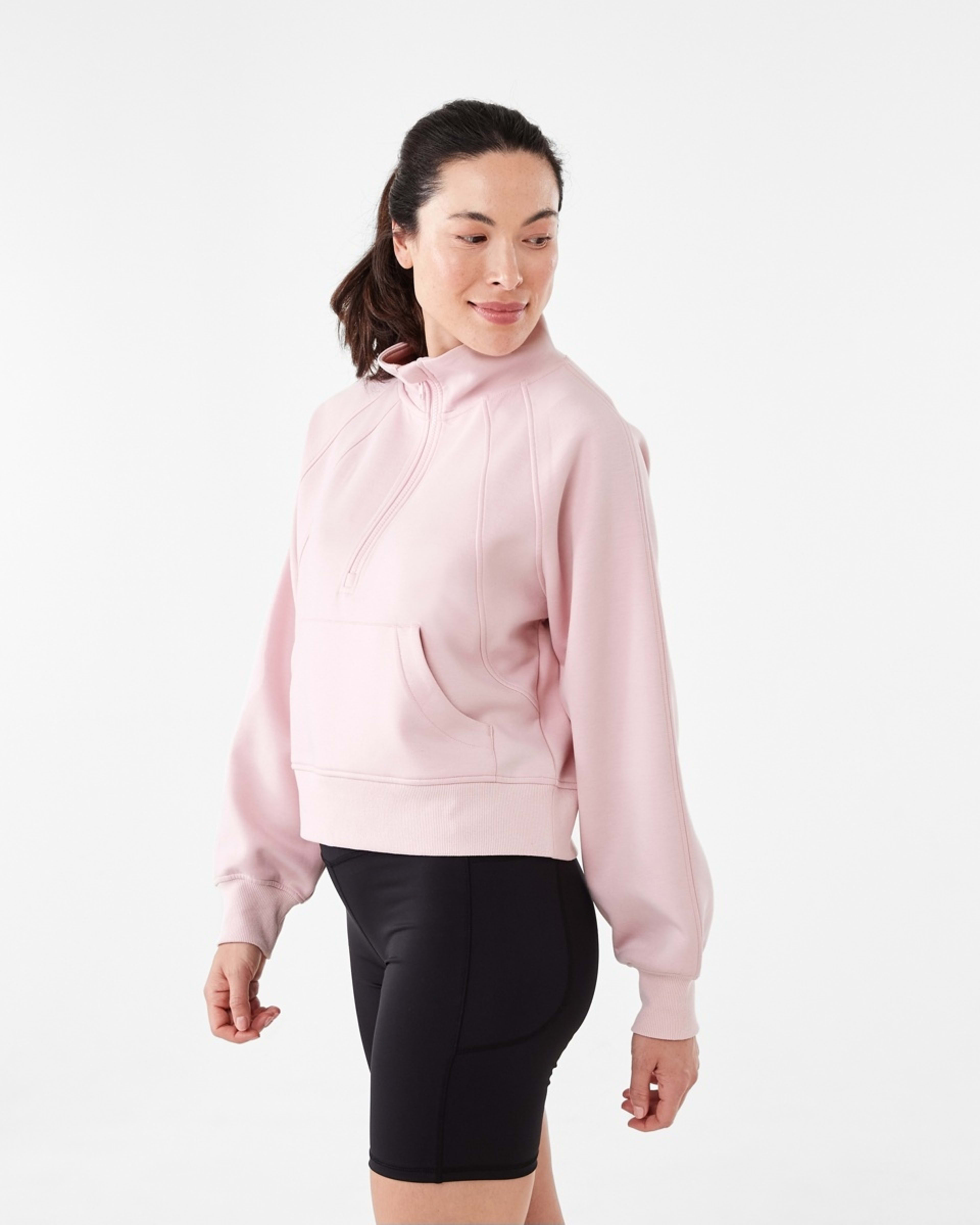 2 Active Womens Half Zip Long Sleeve Sweatshirt Qurtz Pink, 2 of 6