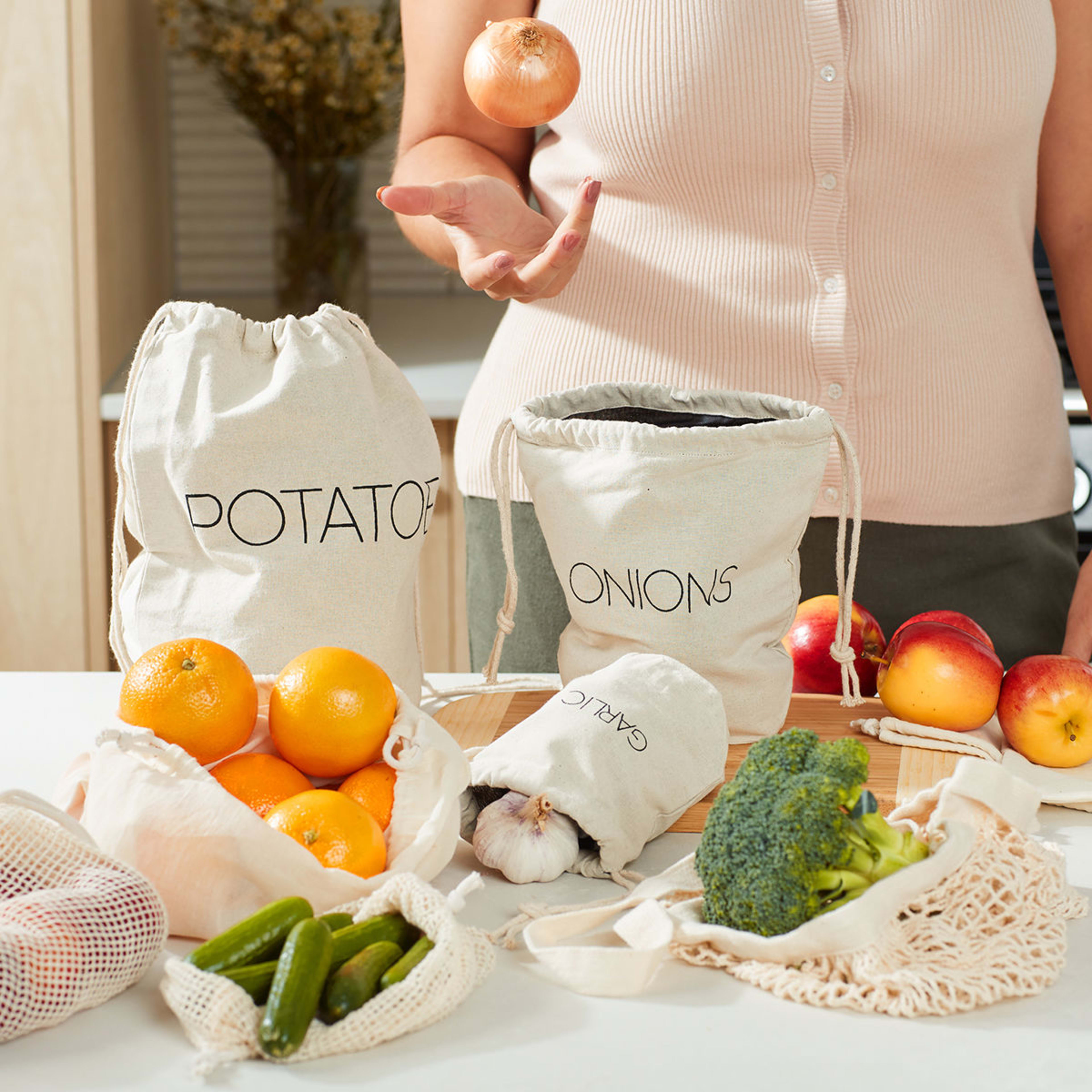 Set of 3 Cotton Vegetable Bags Kmart