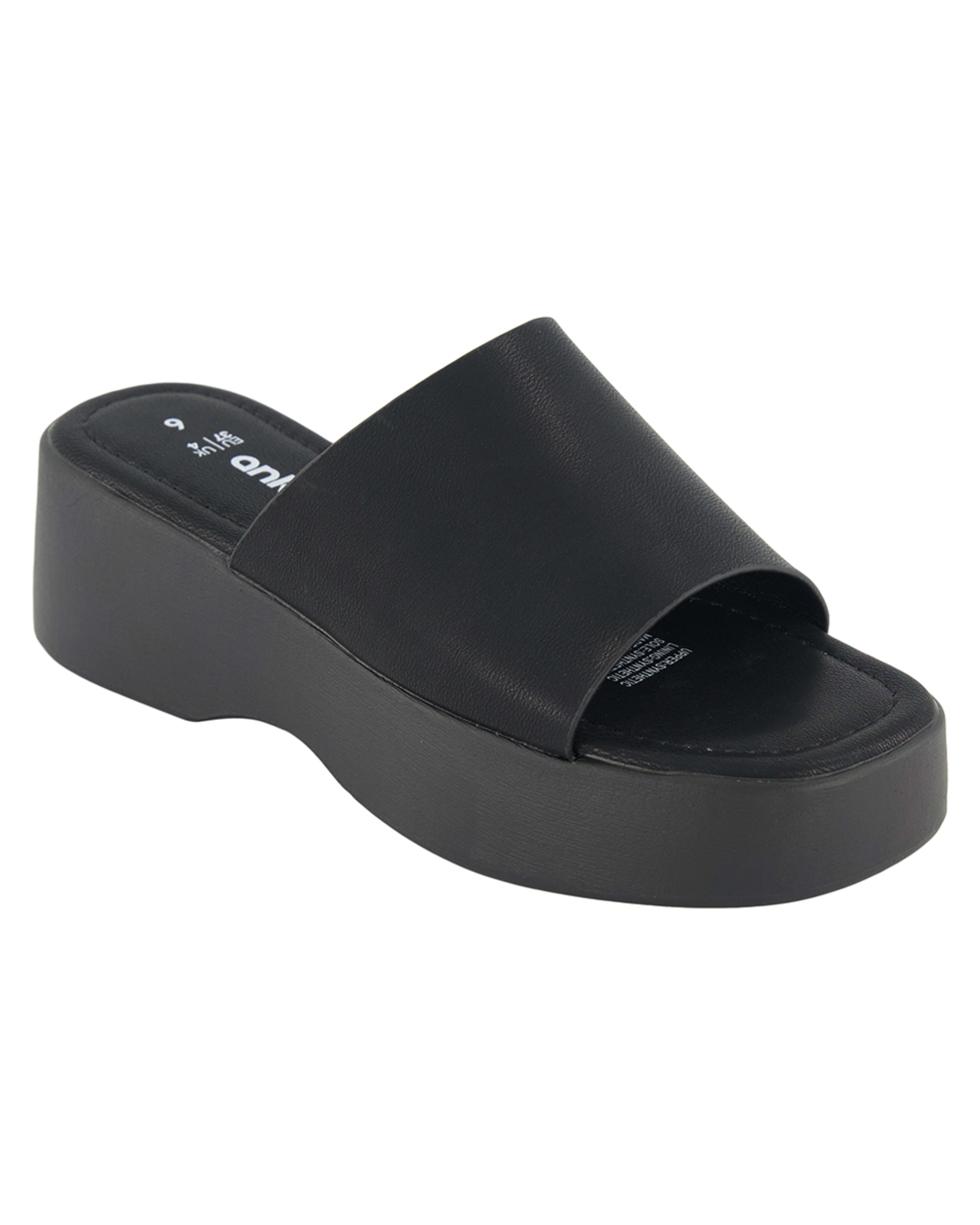 1 Casual Mule Platform Heels Black
