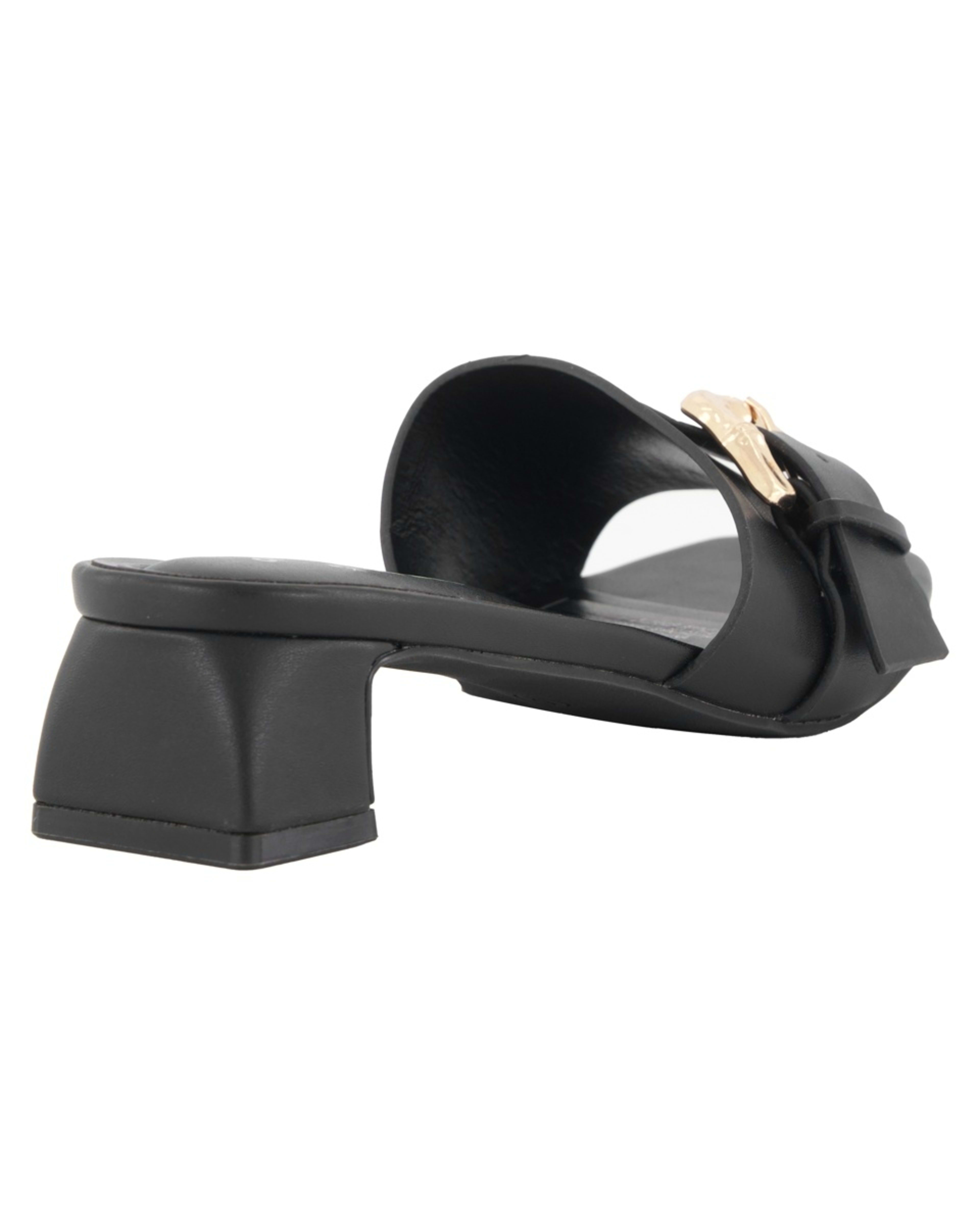 4 Buckle Low Heel Mules Black, 4 of 5