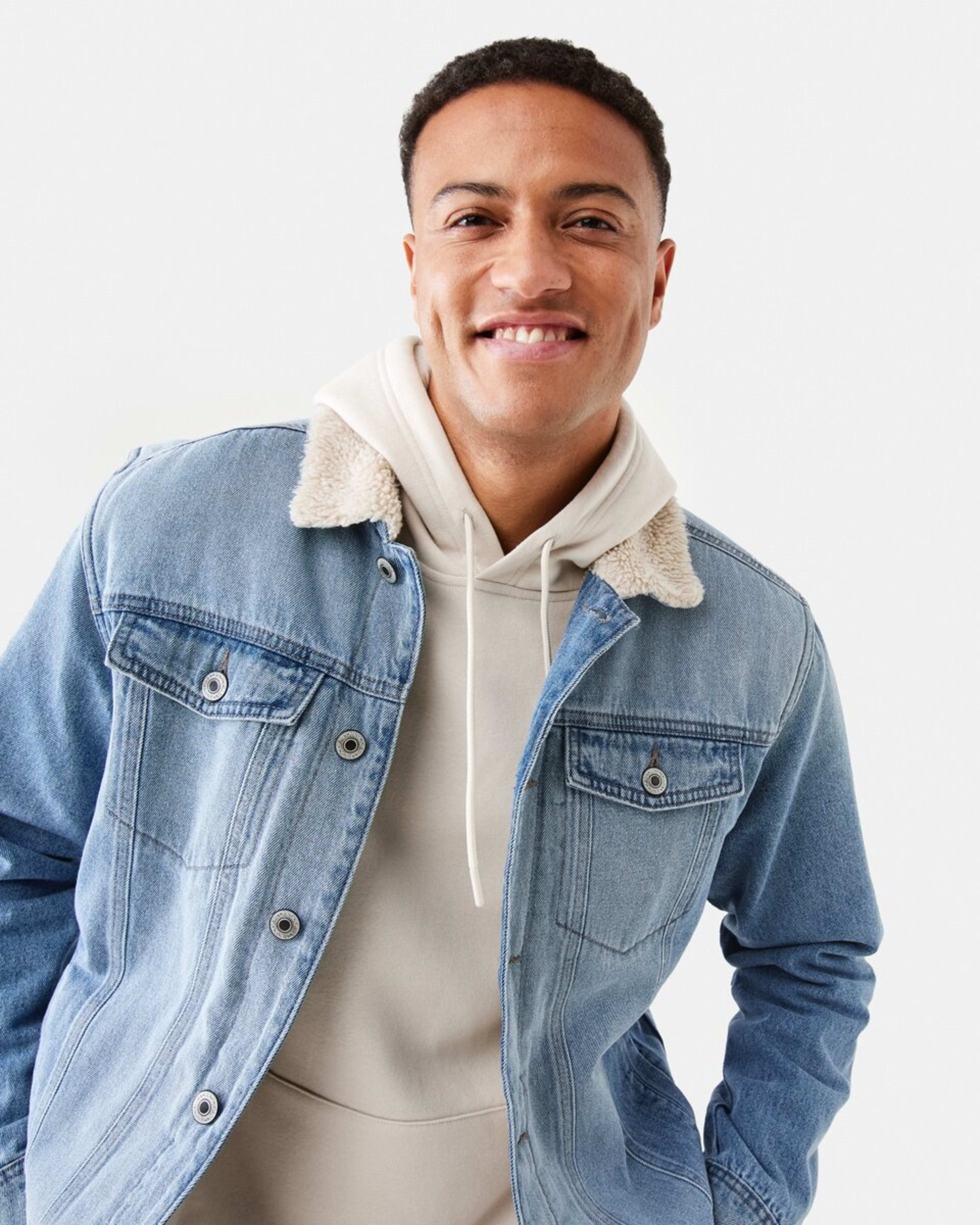 5 Denim Sherpa Jacket Light Wash, 5 of 8