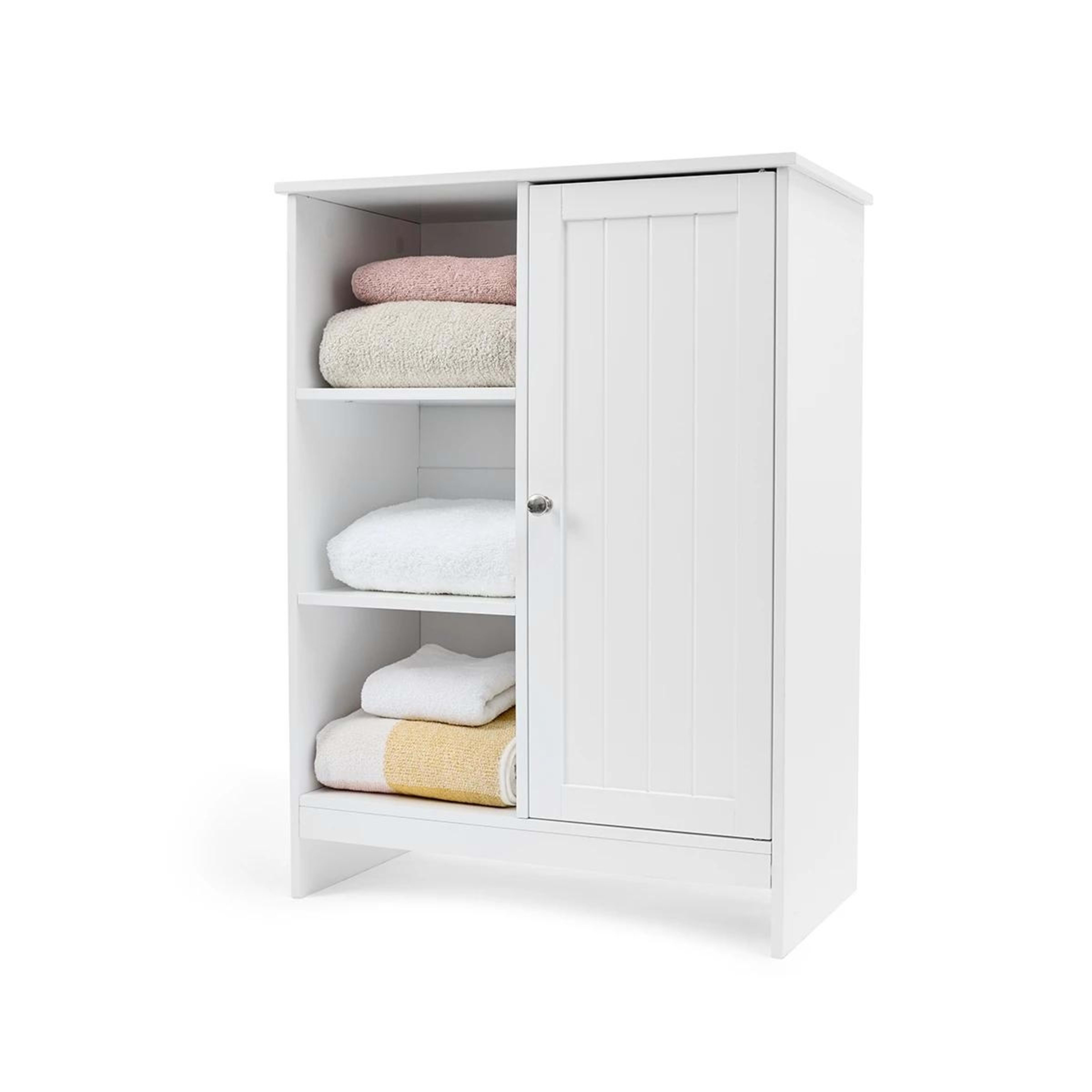1 Panelled Cabinet with 3 Shelves - White, 1 of 8