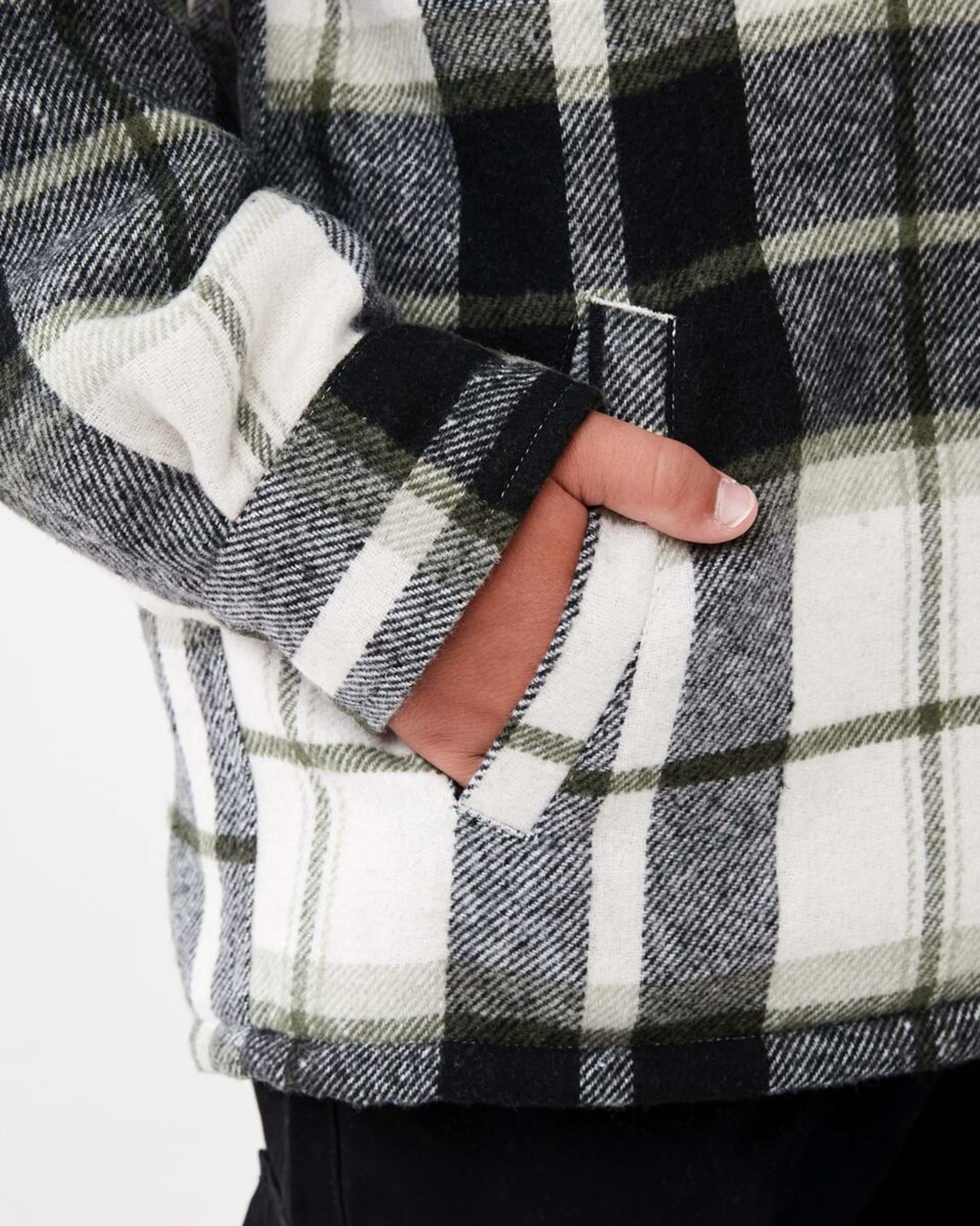 6 Sherpa Lined Plaid Jacket Green Check, 6 of 10