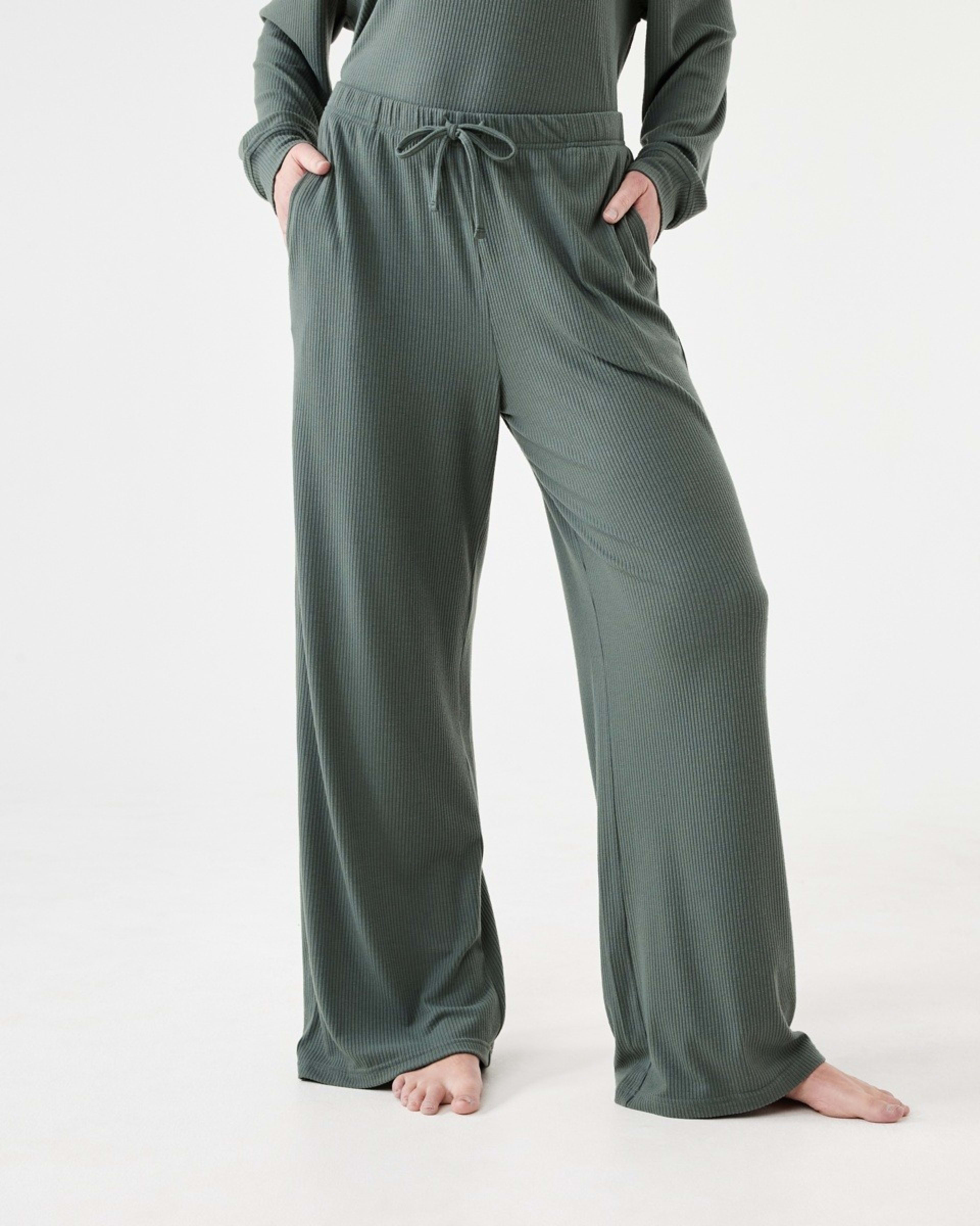 1 Brushed Rib Flare Pants Smke Green