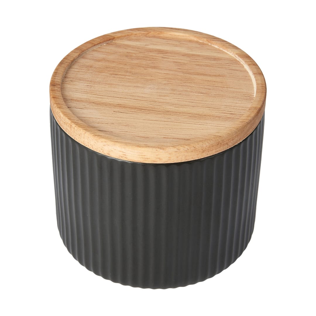Small Black Ribbed Canister Kmart
