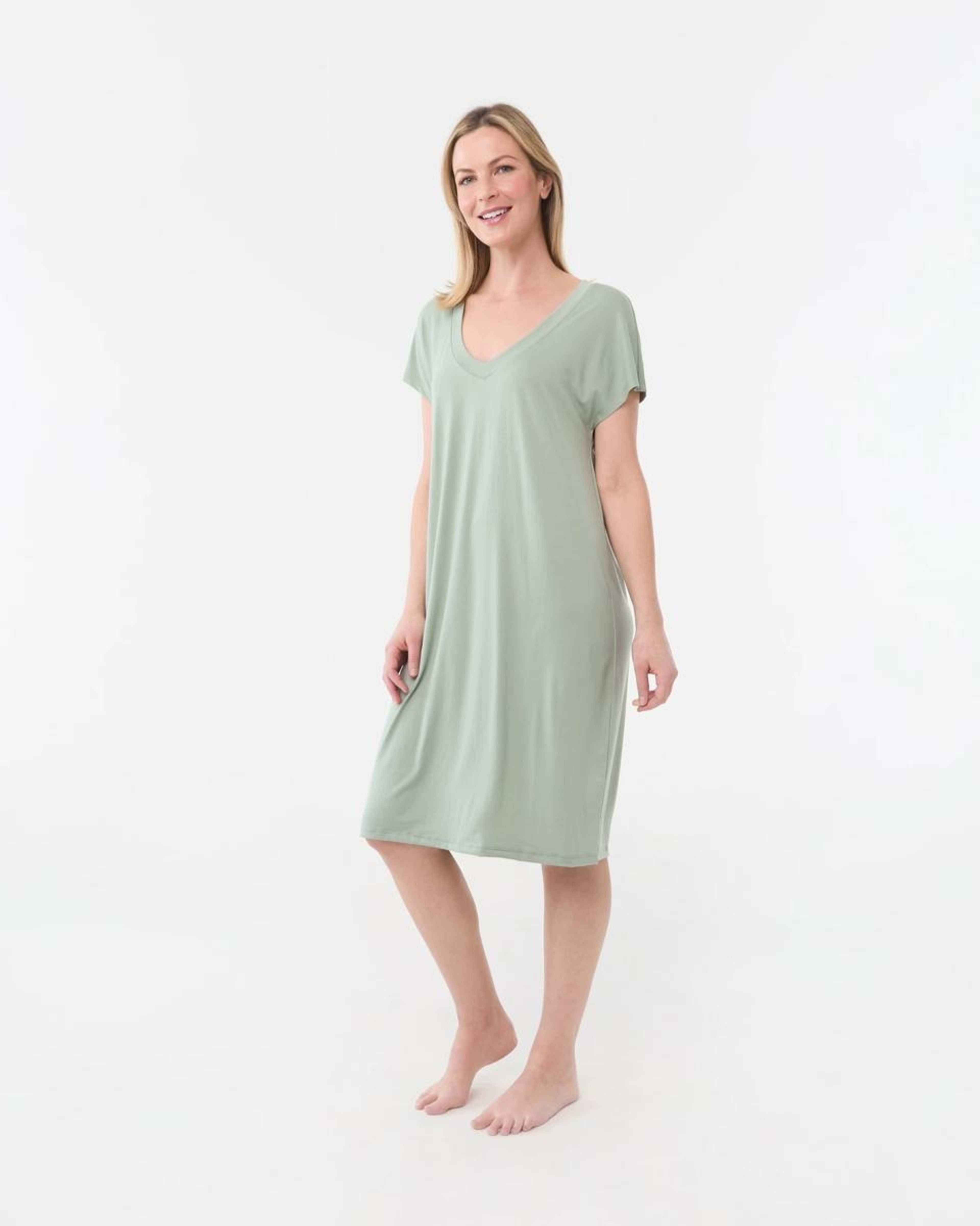 2 Short Sleeve Comfort Nightie ICEBERG GREEN, 2 of 5