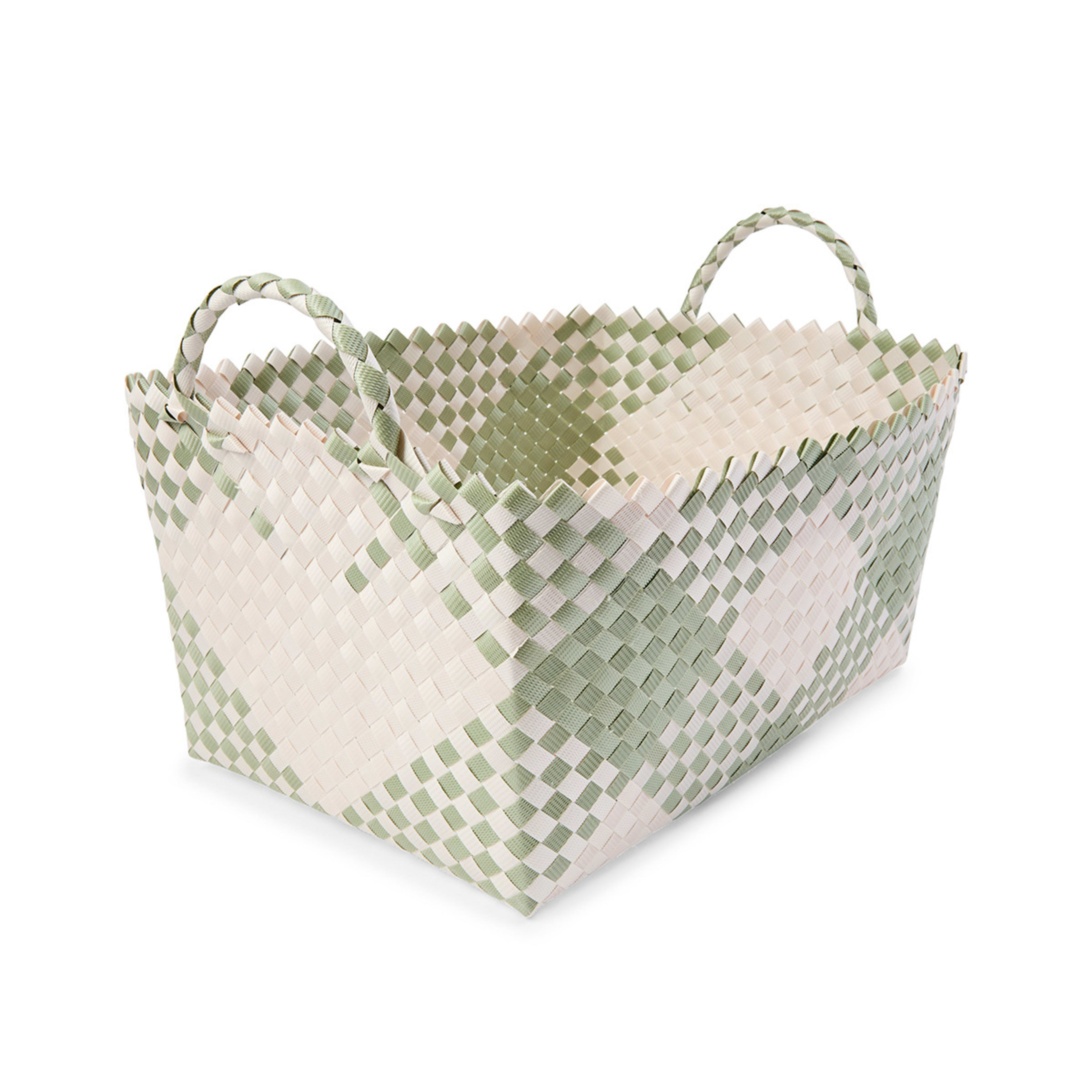 4 Rectangle Check Plastic Basket - Green, 4 of 8