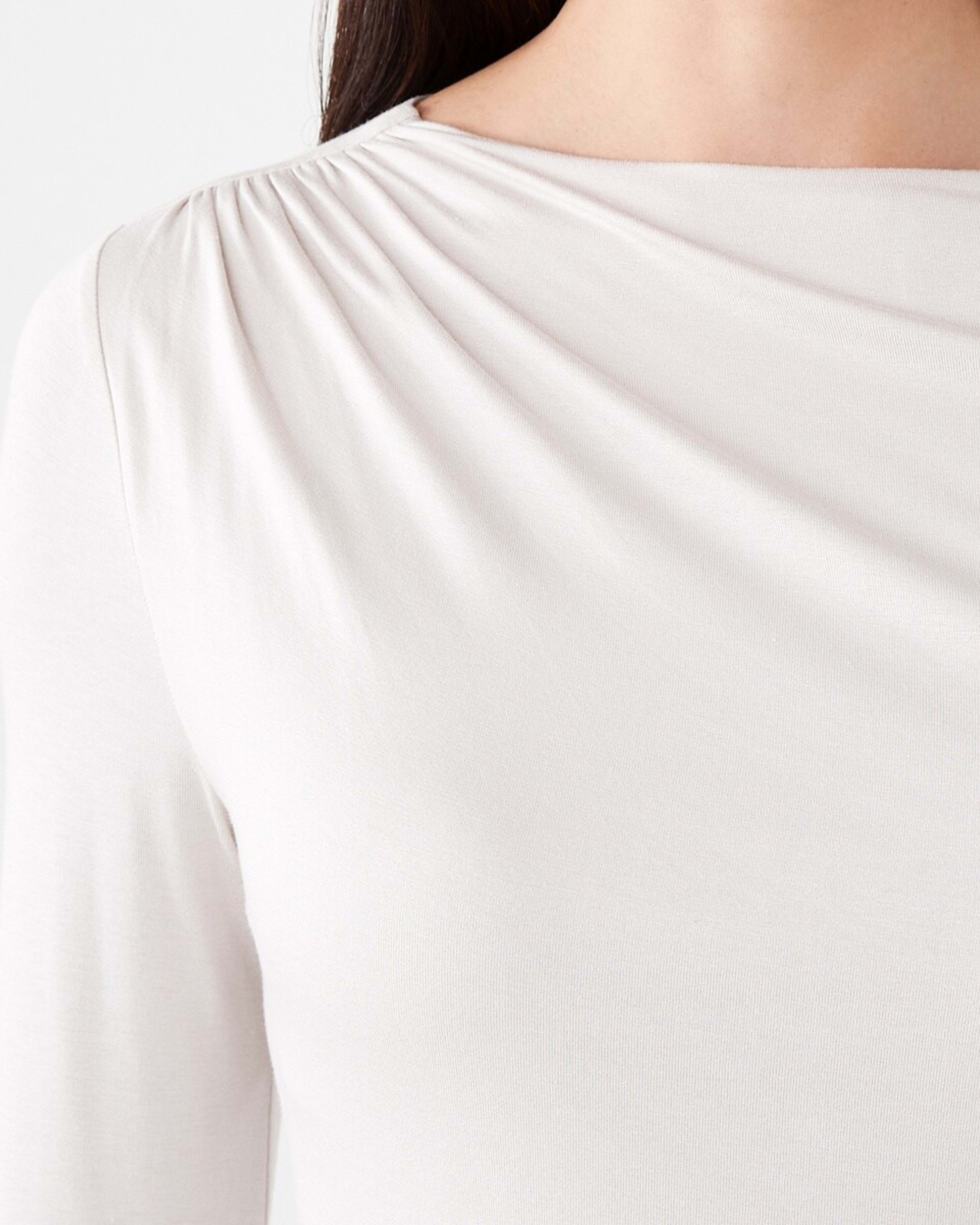 5 Long Sleeve Ruched Shoulder Top Nat Beige, 5 of 6