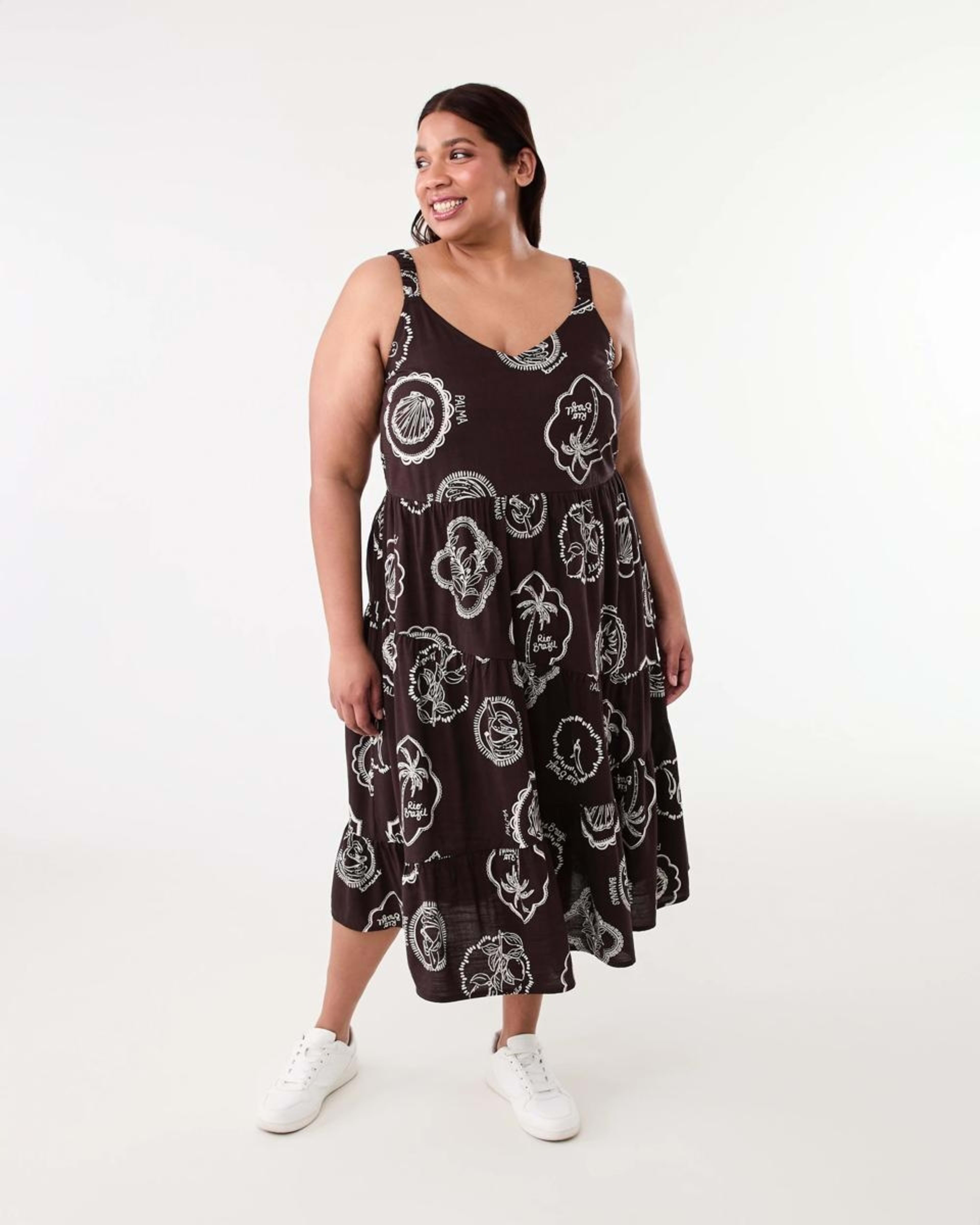 1 Curve Sleeveless Tiered Maxi Dress Sol Plum, 1 of 7