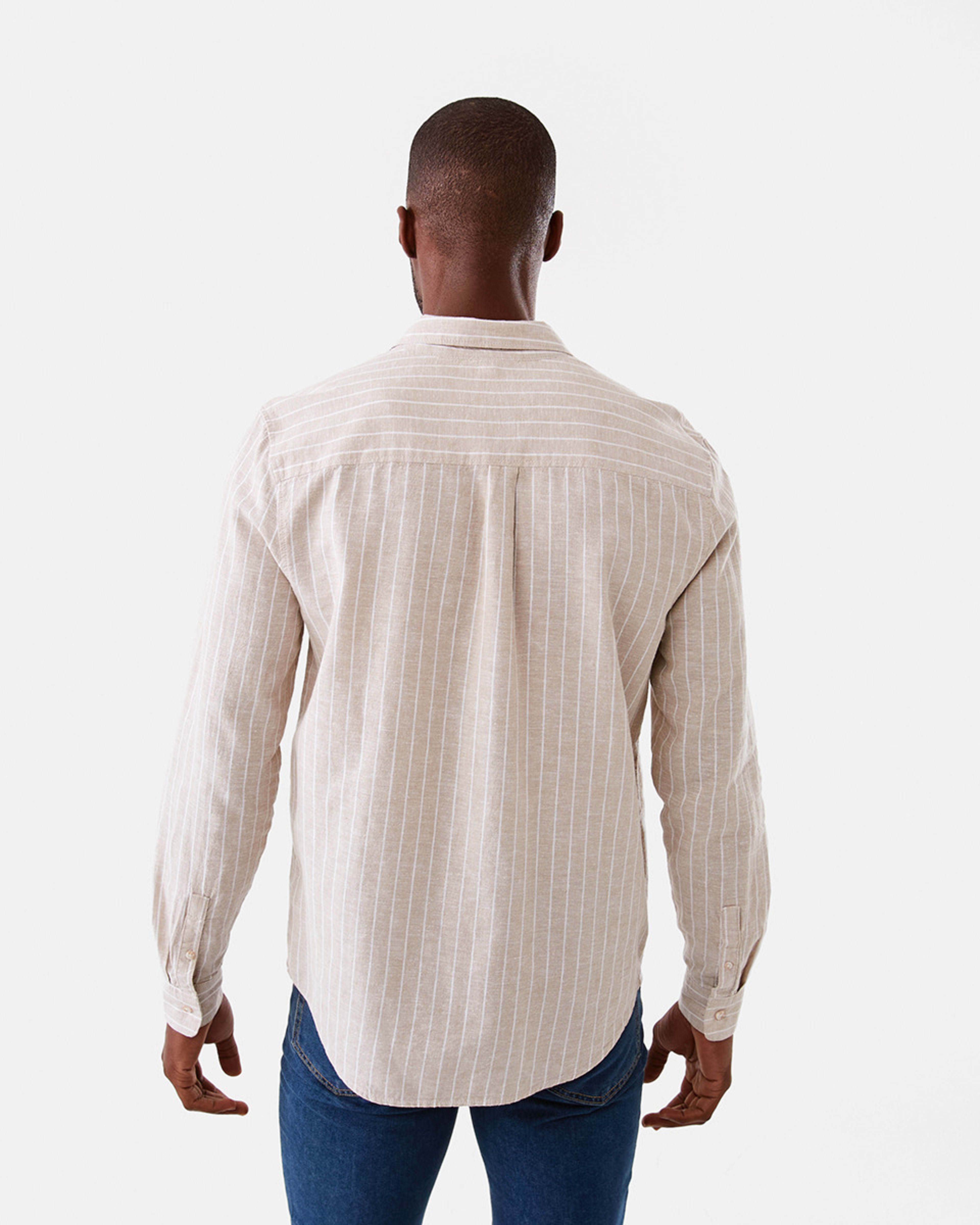 3 Long Sleeve Stripe Linen Blend Shirt Nat Stripe, 3 of 6