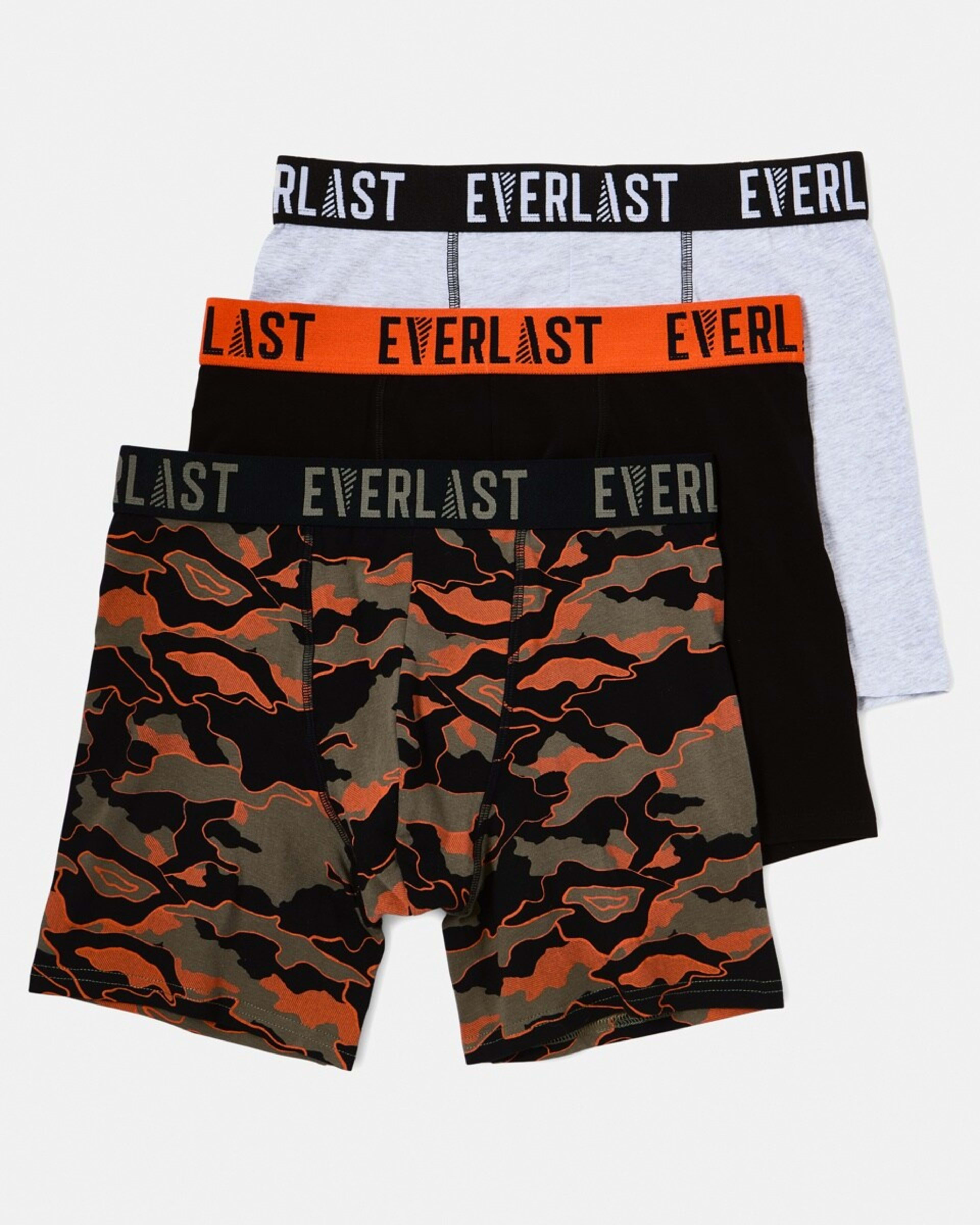 1 3 Pack Everlast Mens Mid Length Trunks CHARCOAL CAMO