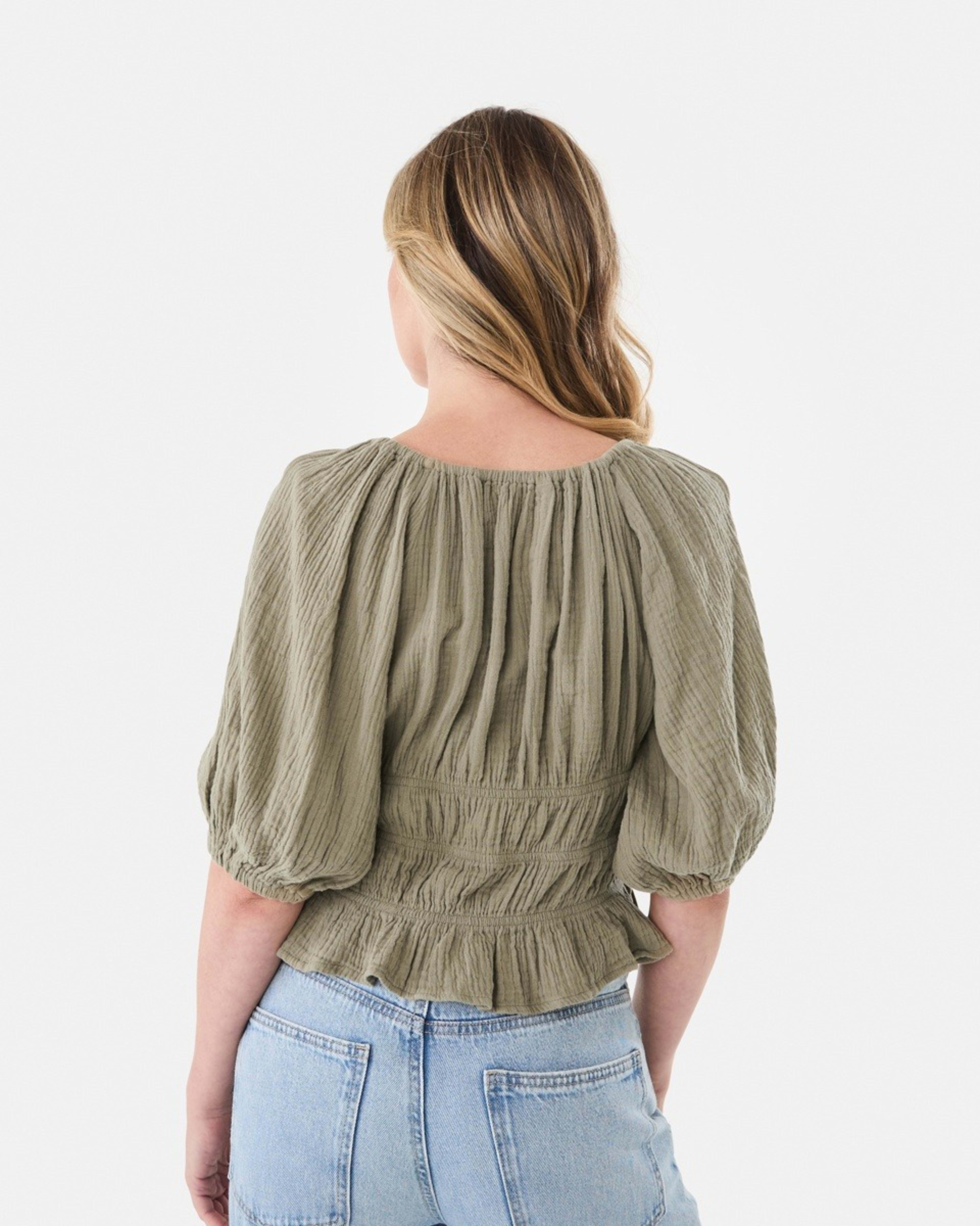 3 Short Sleeve Ruched Peplum Top Pave Grey, 3 of 6