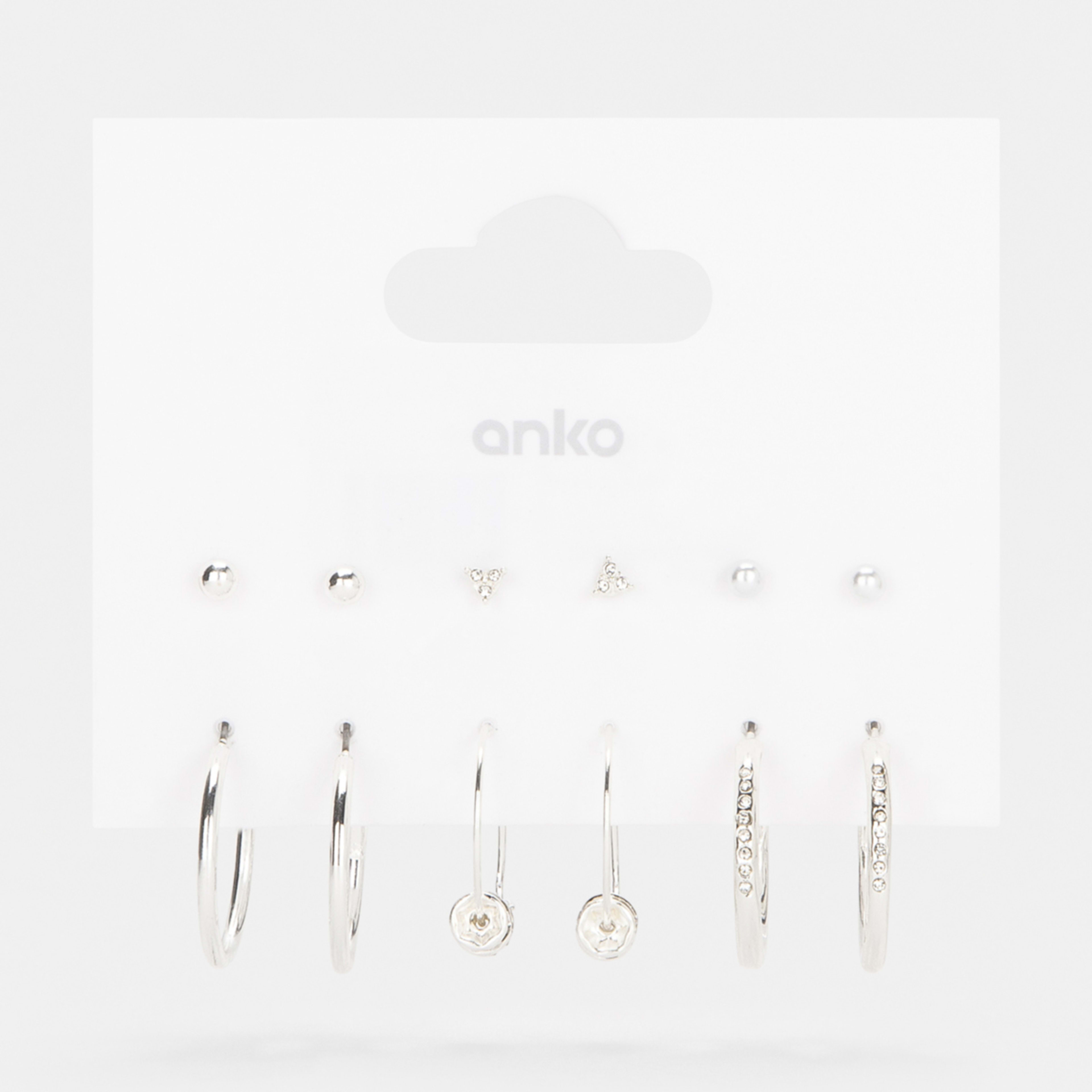 4 6 Pack Fine Rhondal Earrings - Silver Tone, 4 of 4