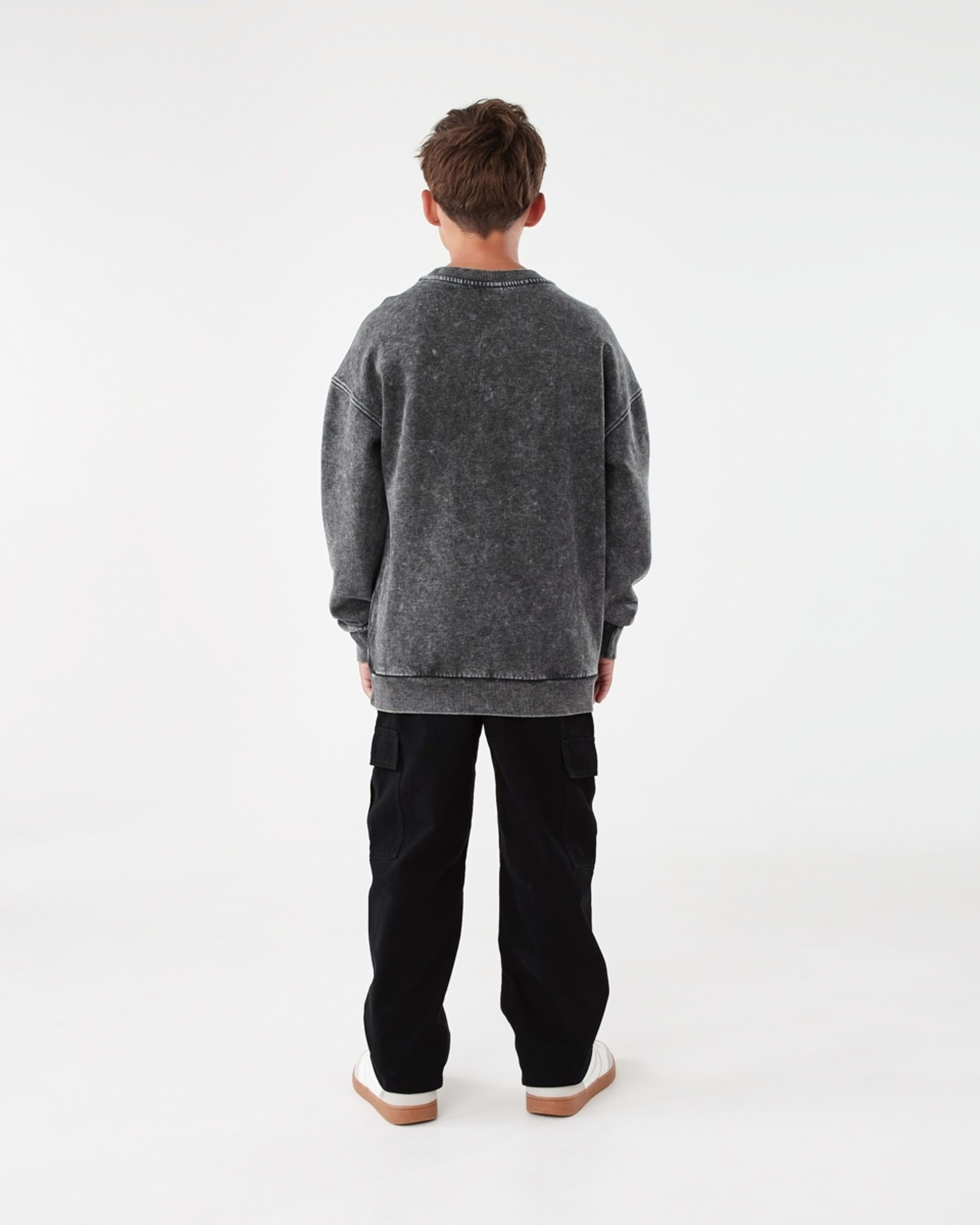 6 Oversized Washed Crew Neck Sweatshirt Black, 6 of 6