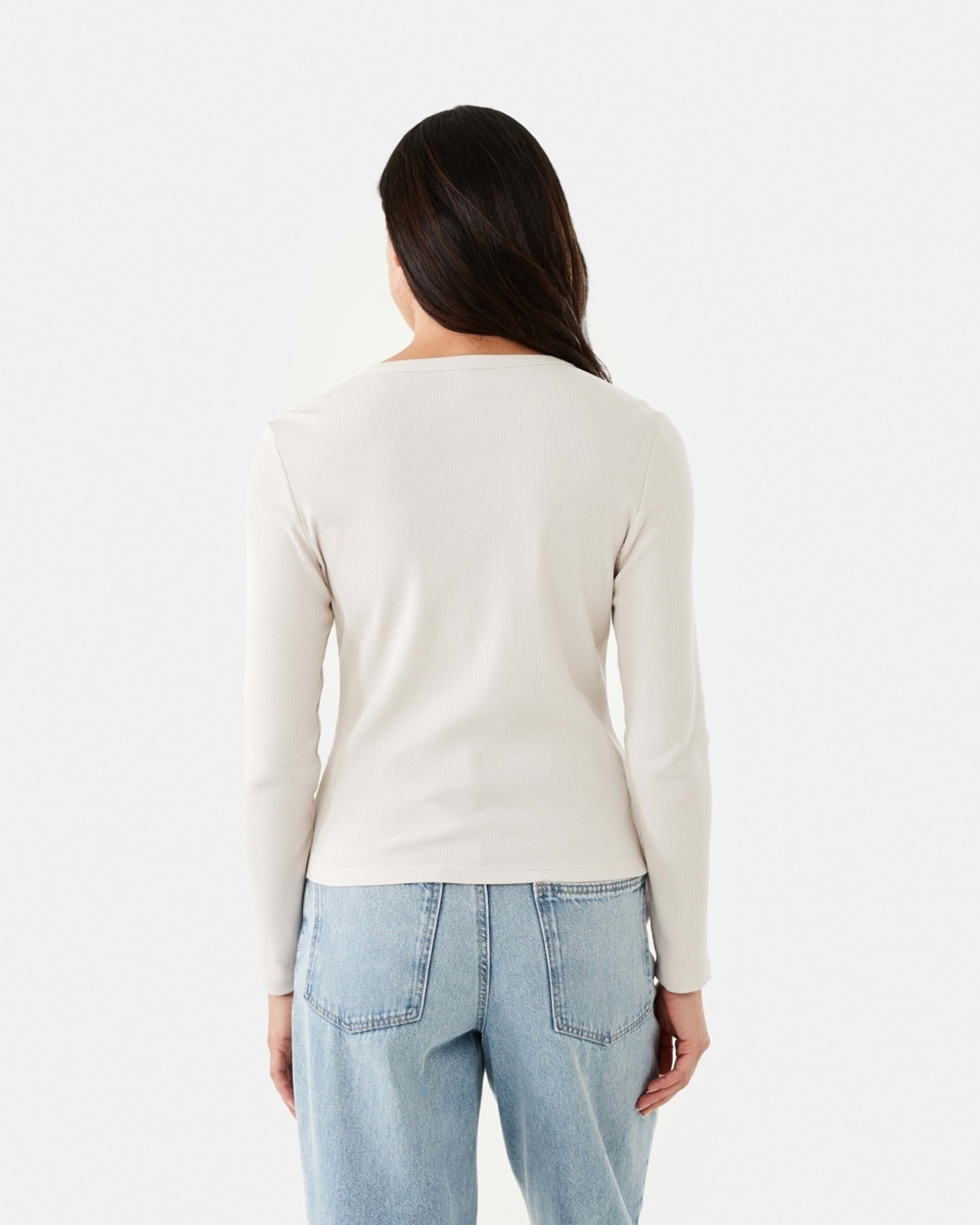 4 Long Sleeve Rib Crew T-shirt Nat Beige, 4 of 6
