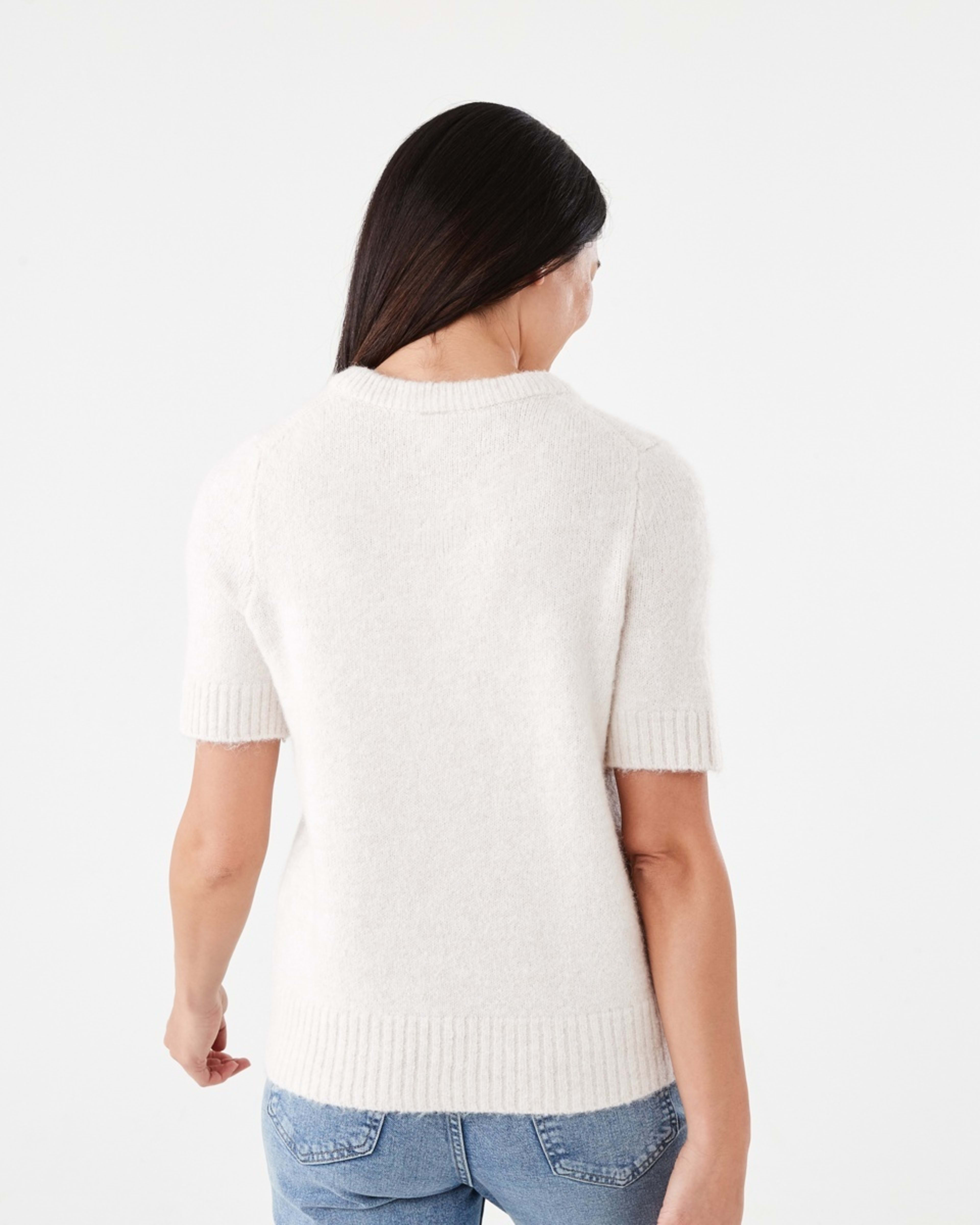3 Short Sleeve Fluffy Knit Jumper Beige Marl, 3 of 5