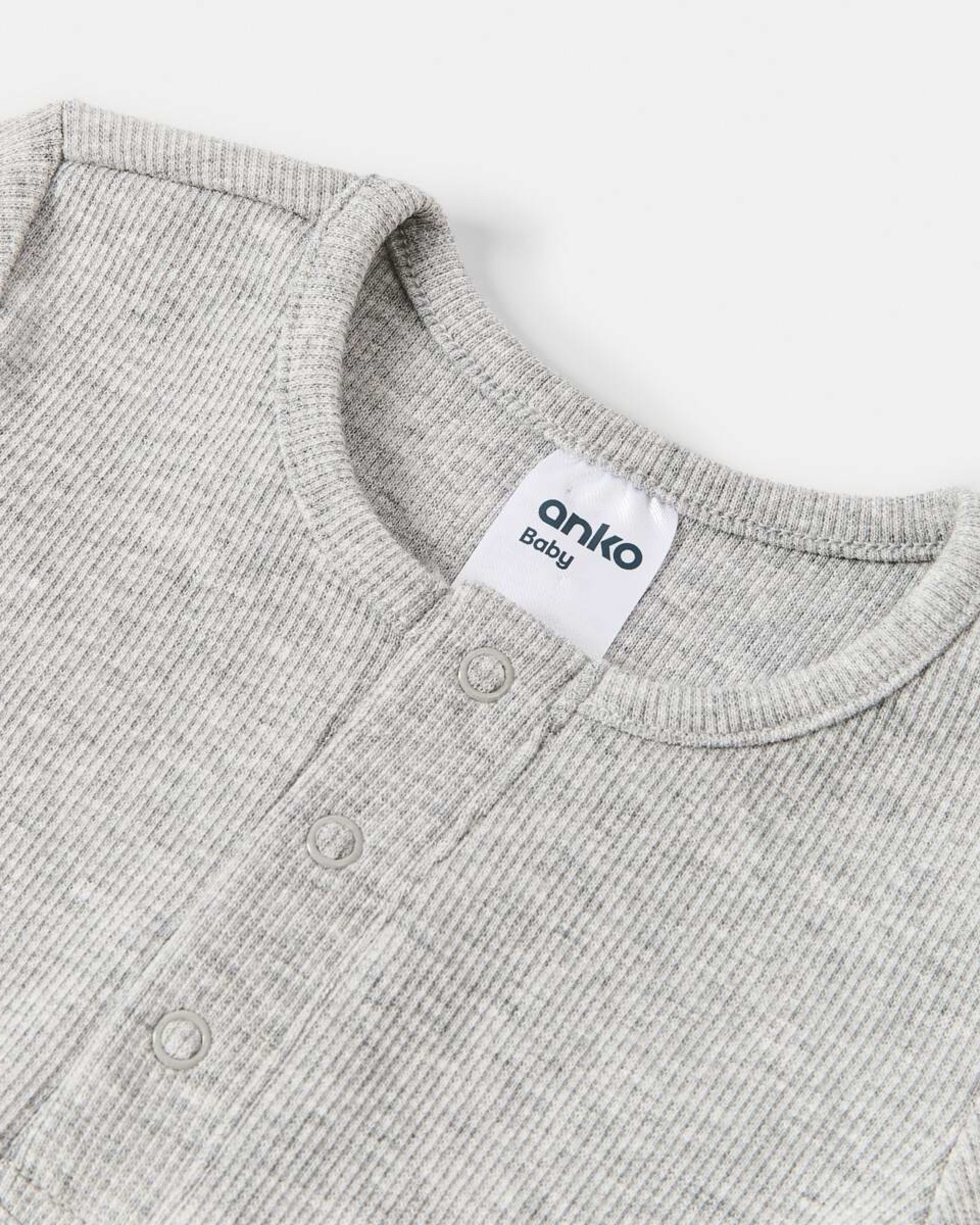 3 Henley Bodysuit Light Grey Marle, 3 of 3