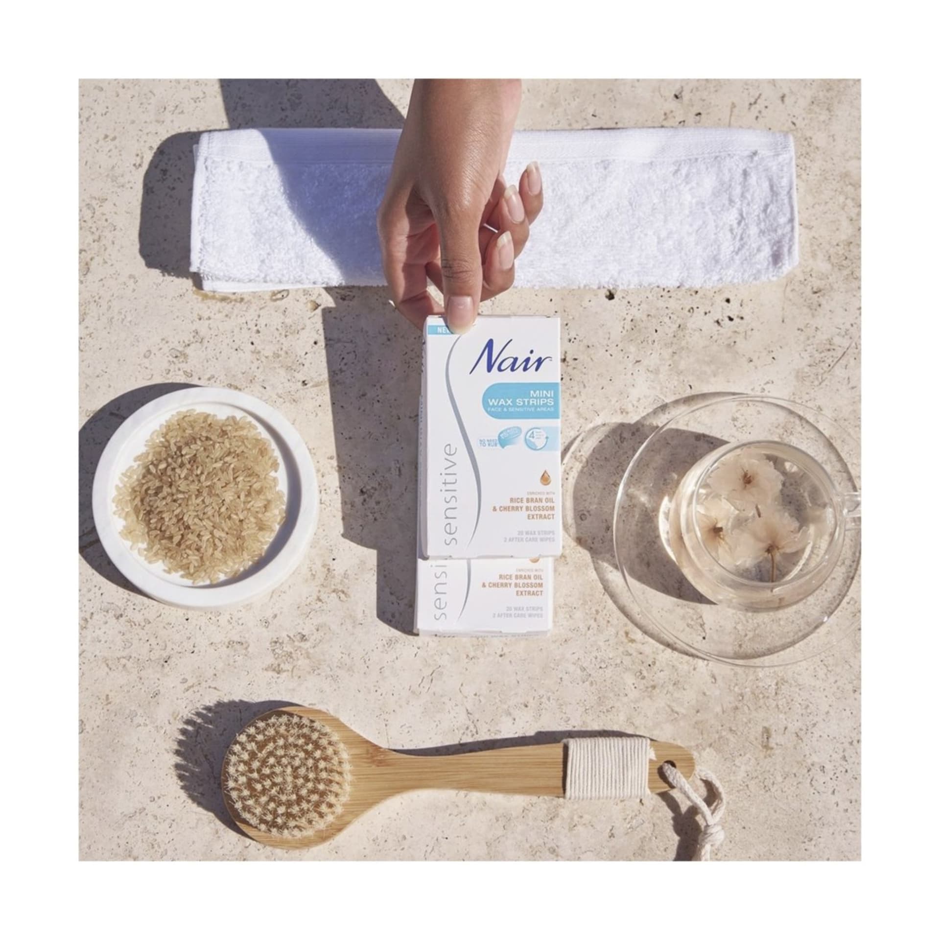 Nair 20 Pack Sensitive Mini Wax Strips Rice Bran Oil and Cherry