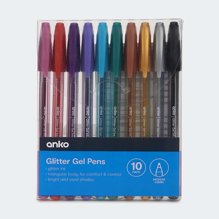 10 Pack Glitter Gel Pens Kmart