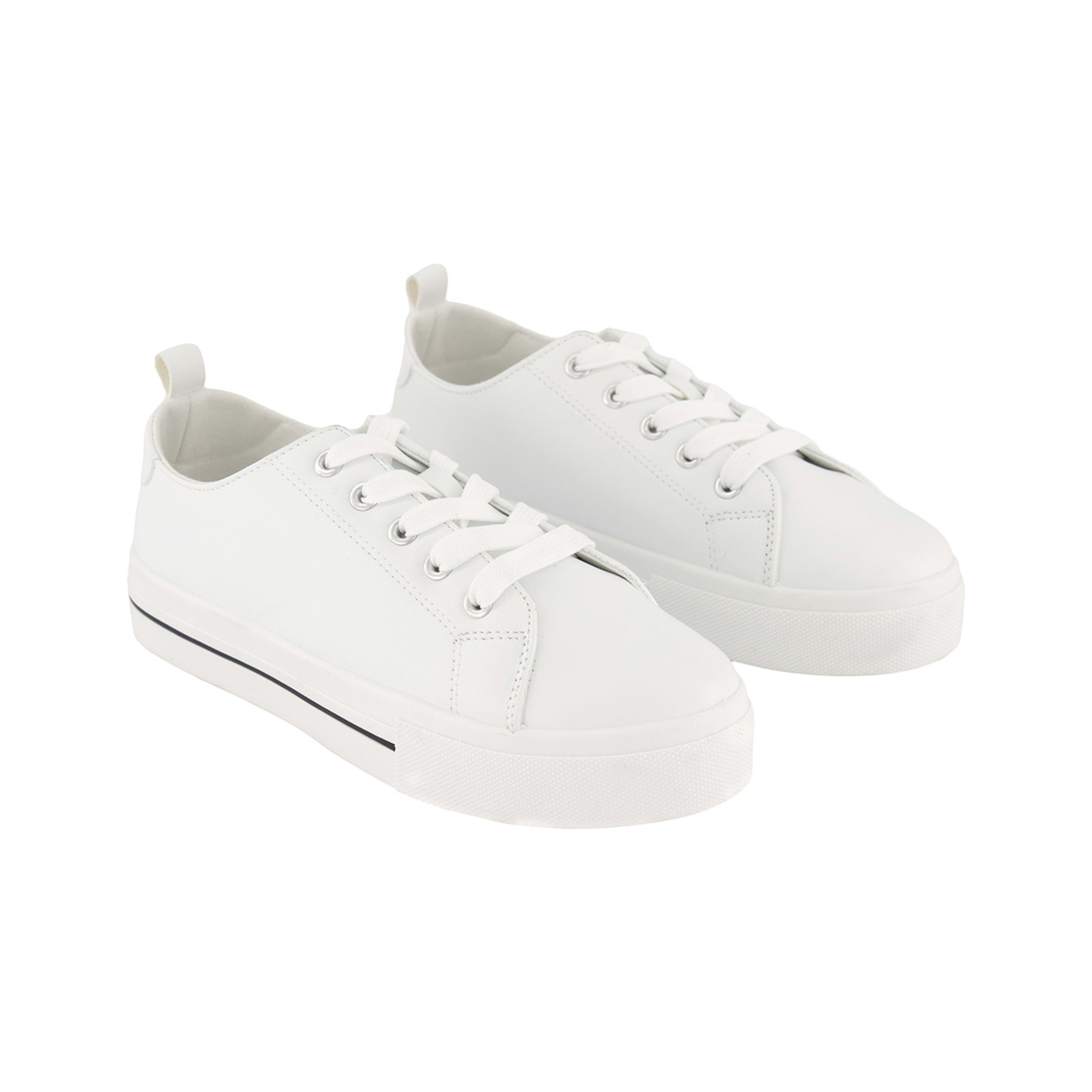 4 Platform Lace Up Sneakers White, 4 of 5