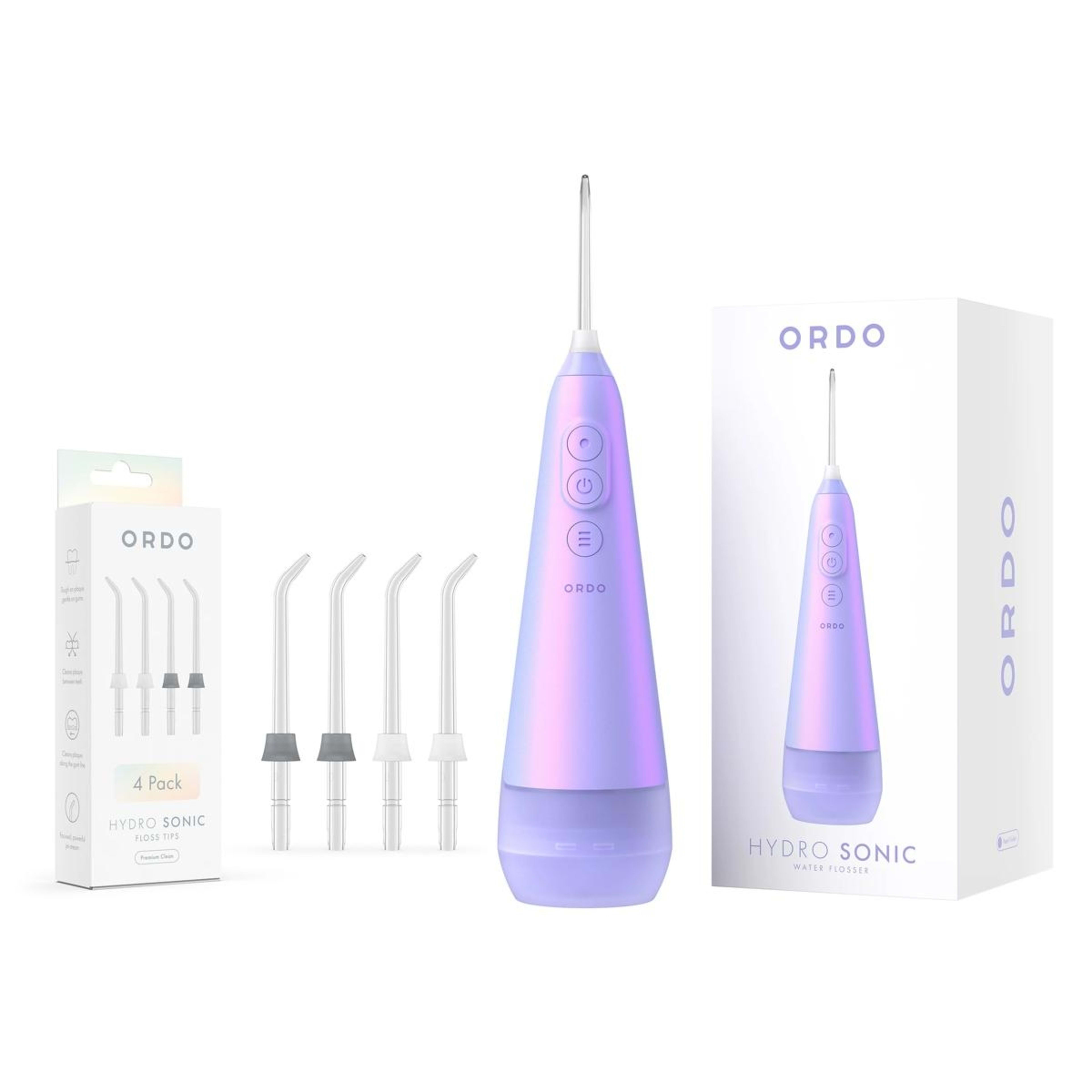 1 Ordo Hydro Sonic Water Flosser and 4 Pack Hydro Sonic Floss Tips