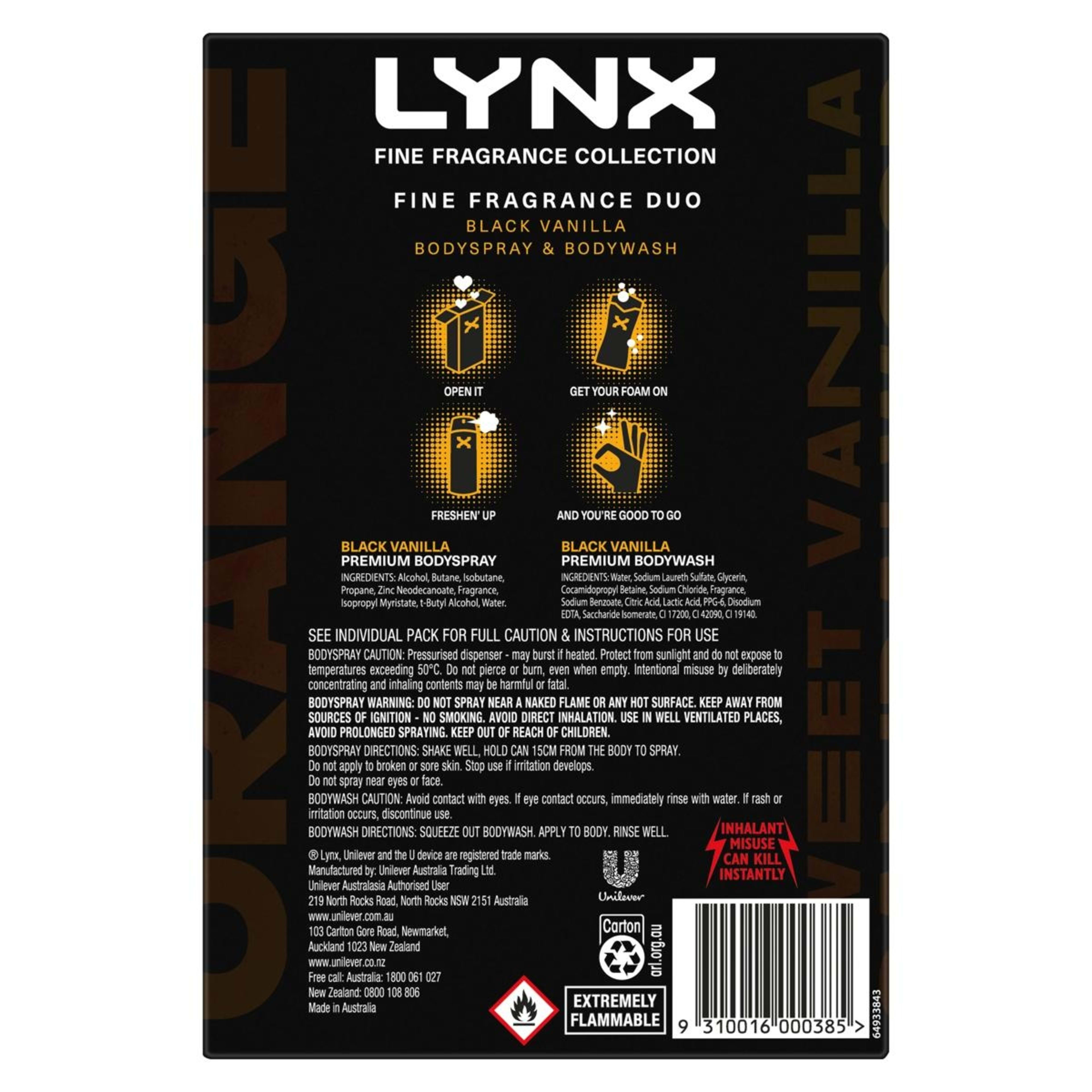 2 LYNX Fine Fragrance Duo Collection - Black Vanilla, 2 of 3