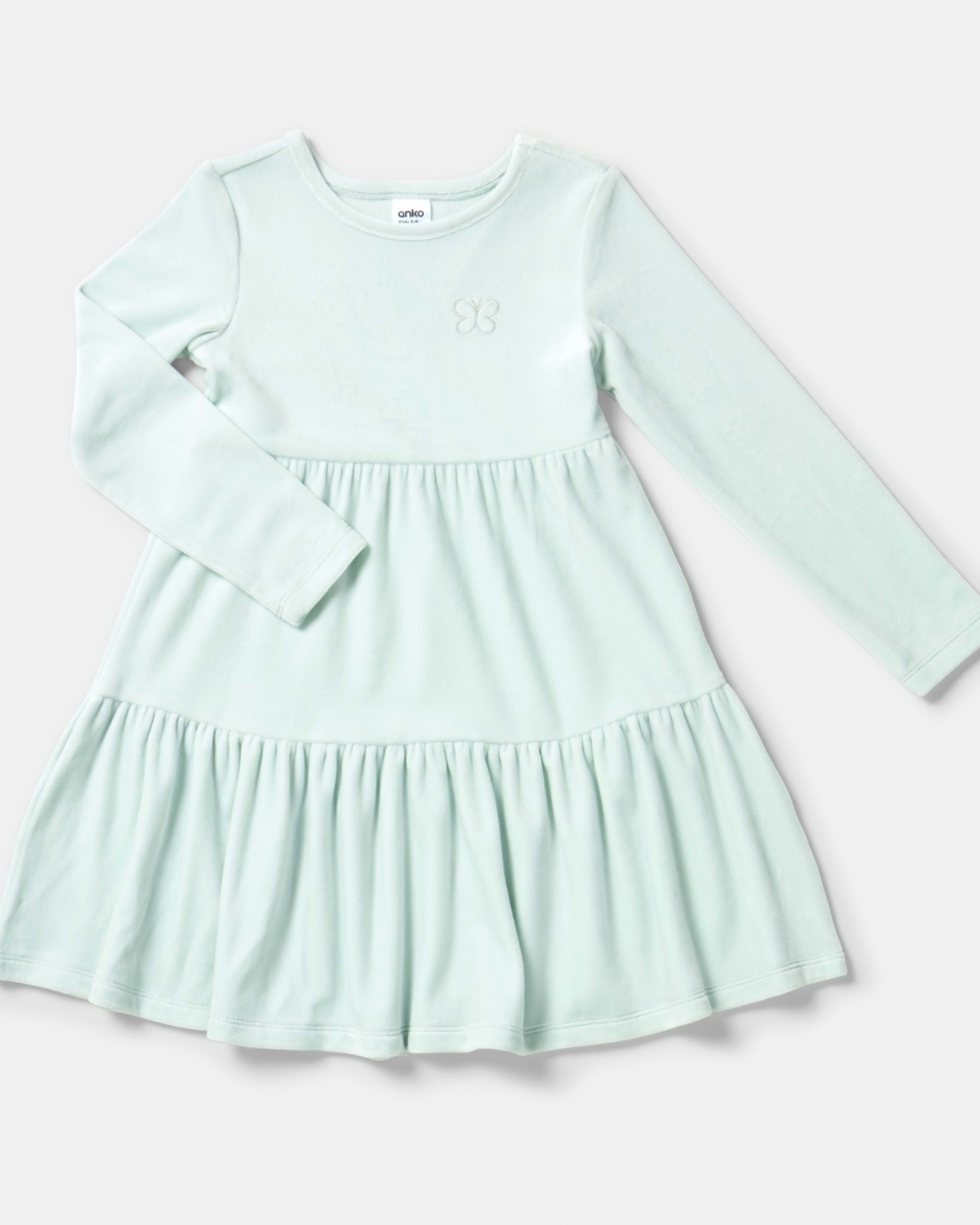 8 Long Sleeve Velour Tier Dress Butterfly, 8 of 9