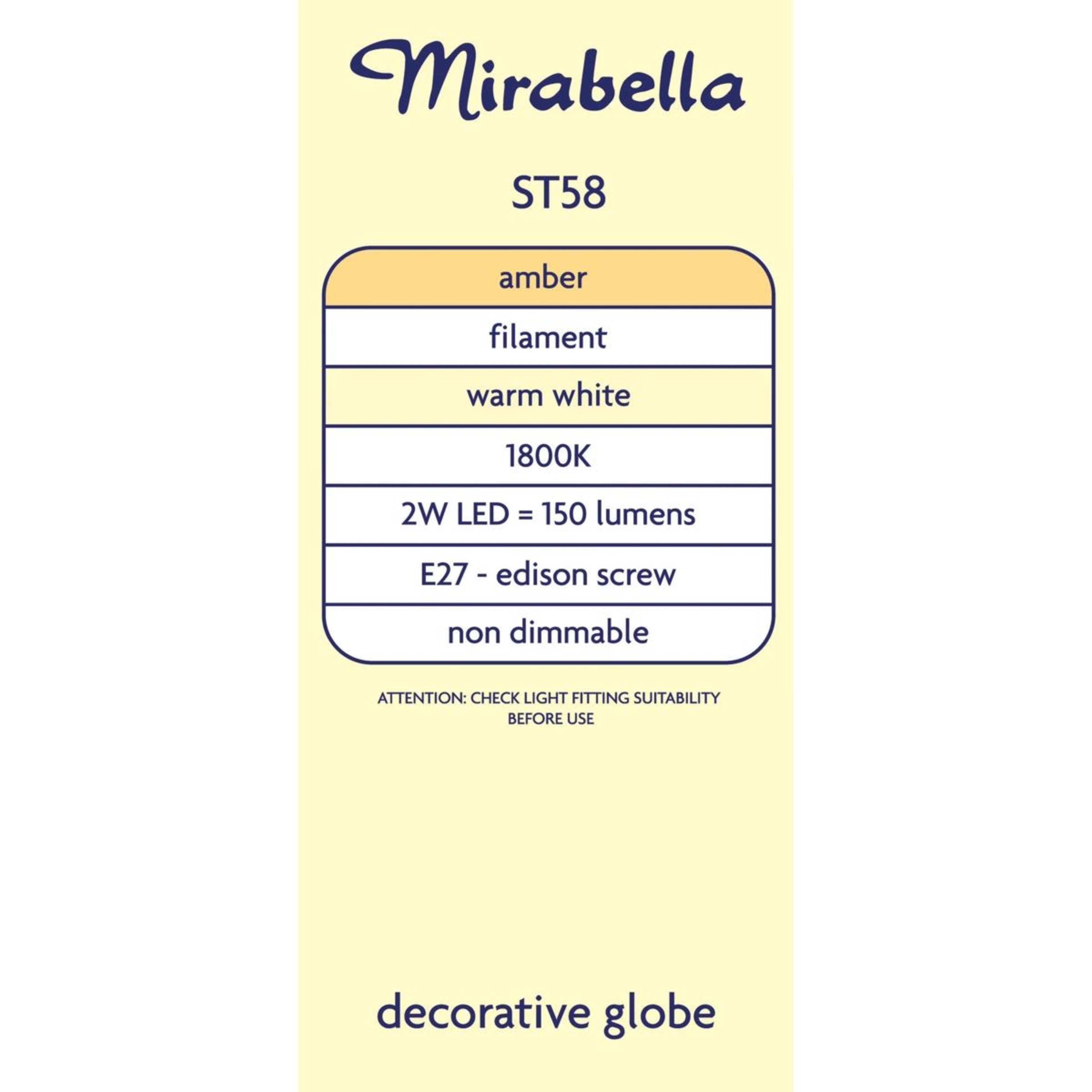 4 I001219 Mirabella LED ST58 Filament Amber ES 2W 150 Lumen, 4 of 6