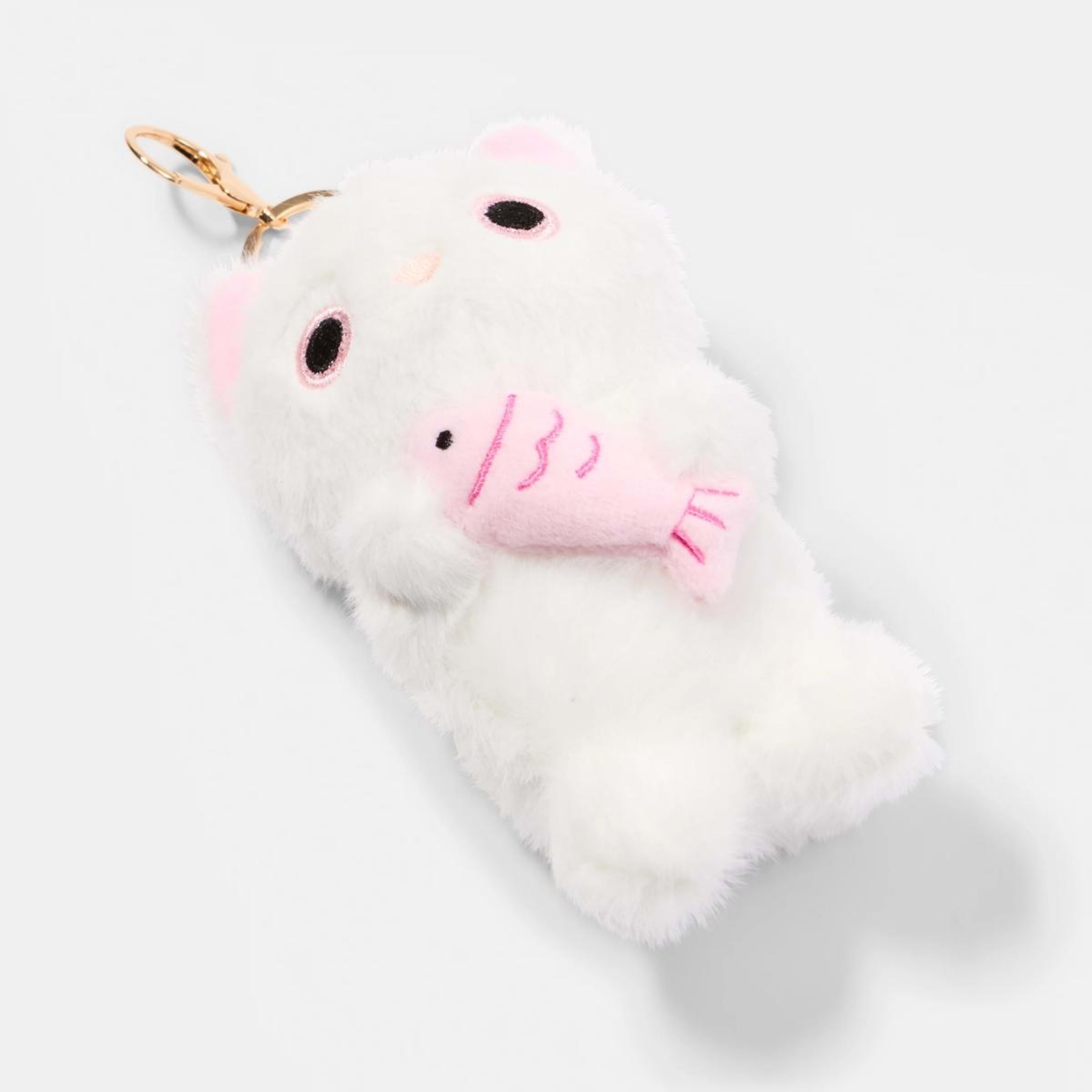 2 Fluffy Cat Charm Keyring - Silver Tone, 2 of 3