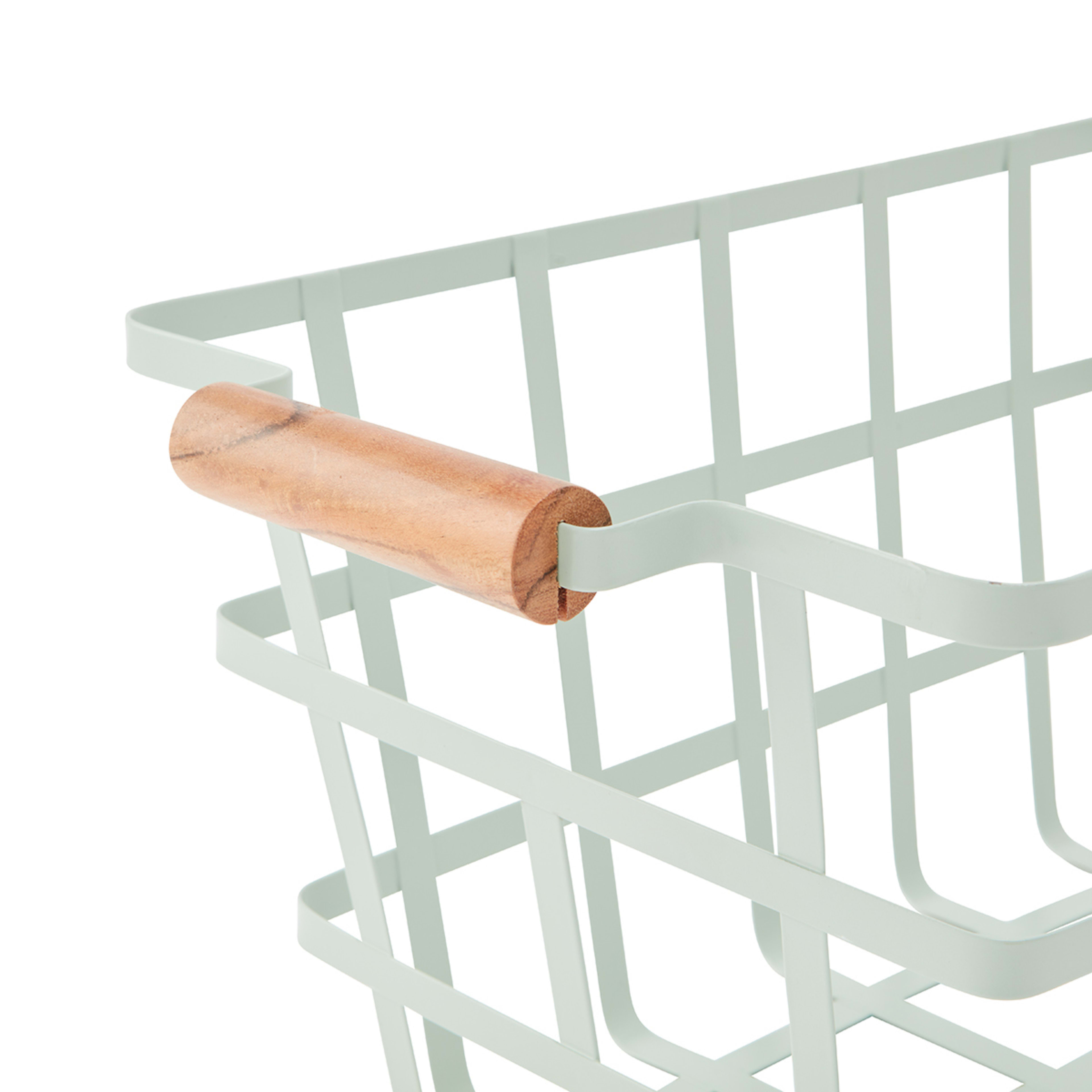 Wire Basket with Wood Handle Sage Kmart NZ