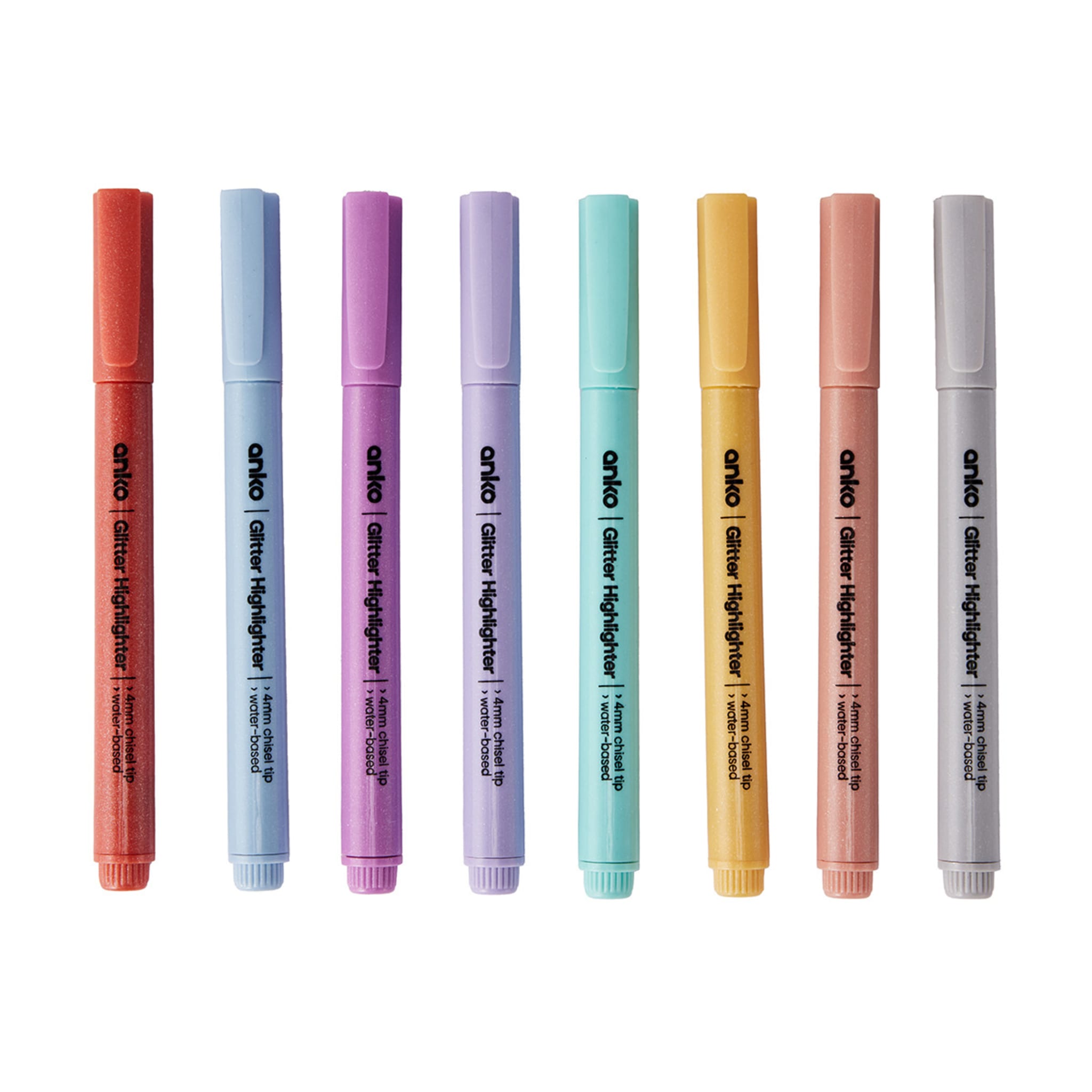 8 Pack Glitter Highlighters Kmart