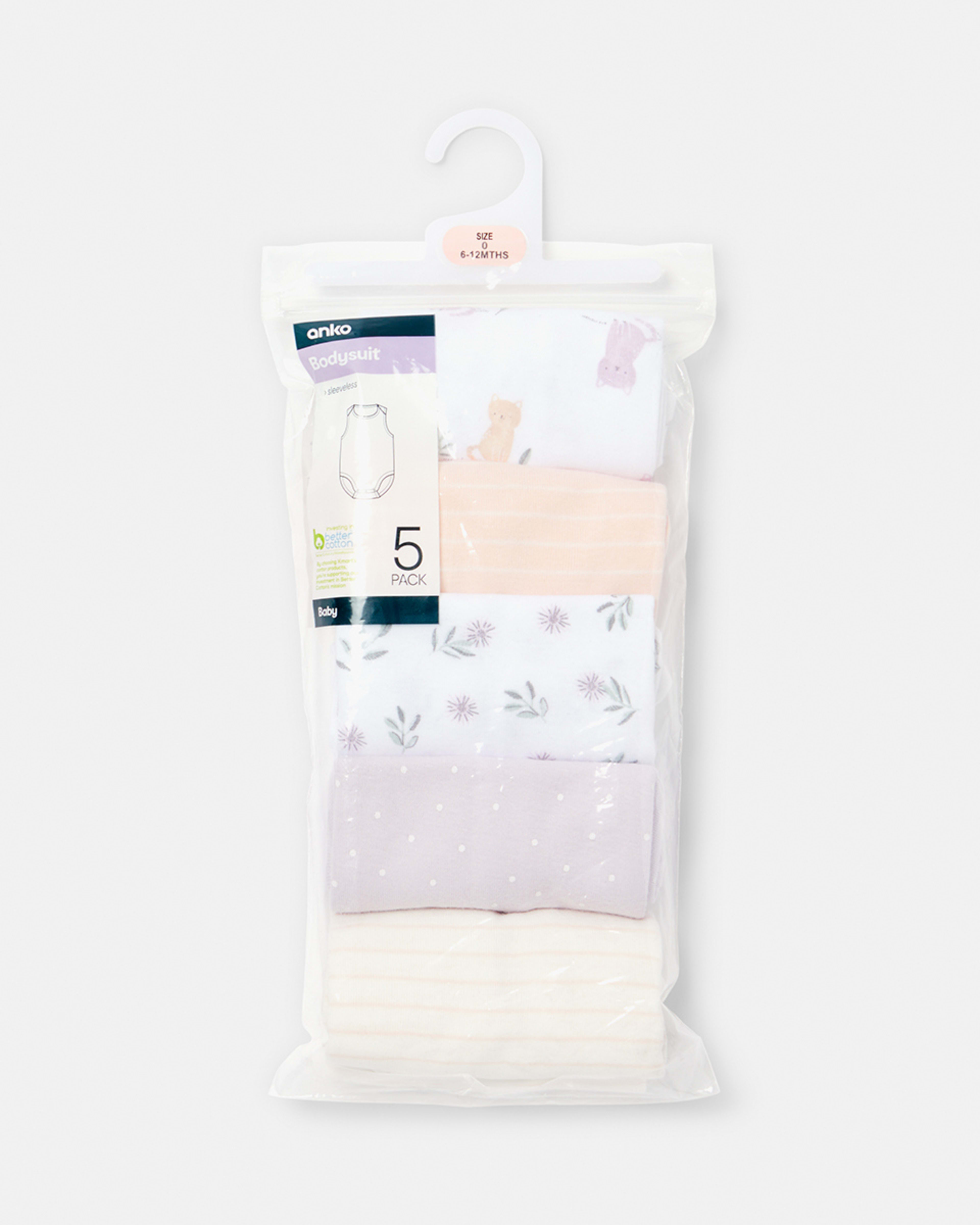 5 Pack Sleeveless Bodysuits Kmart