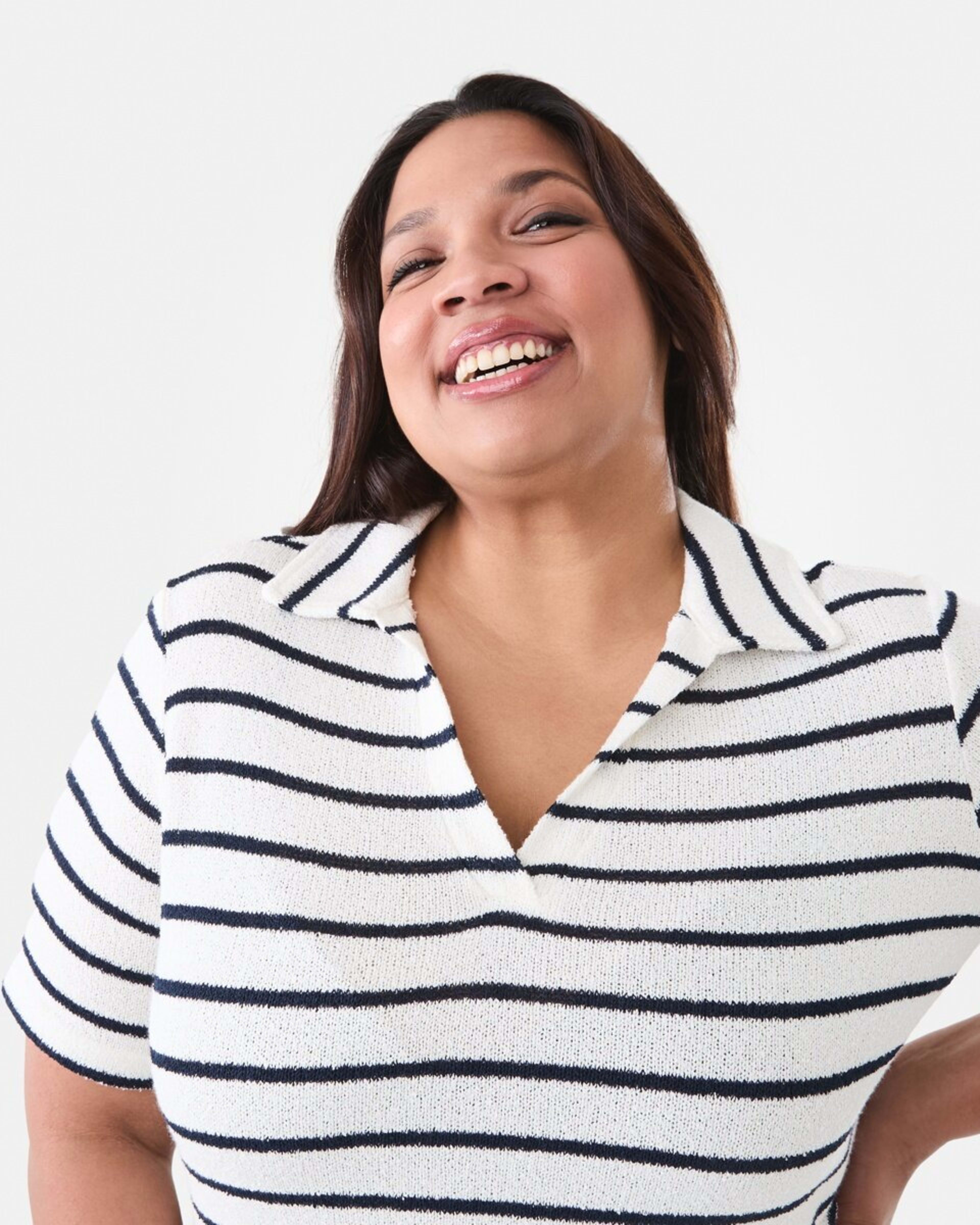 4 Curve Short Sleeve Textured Knit Polo Top Yan Srt W, 4 of 5