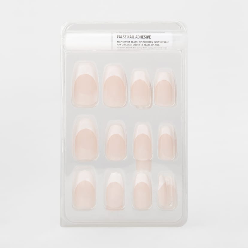 OXX Cosmetics 24 Pack False Nails with Adhesive - Coffin Shape, French ...