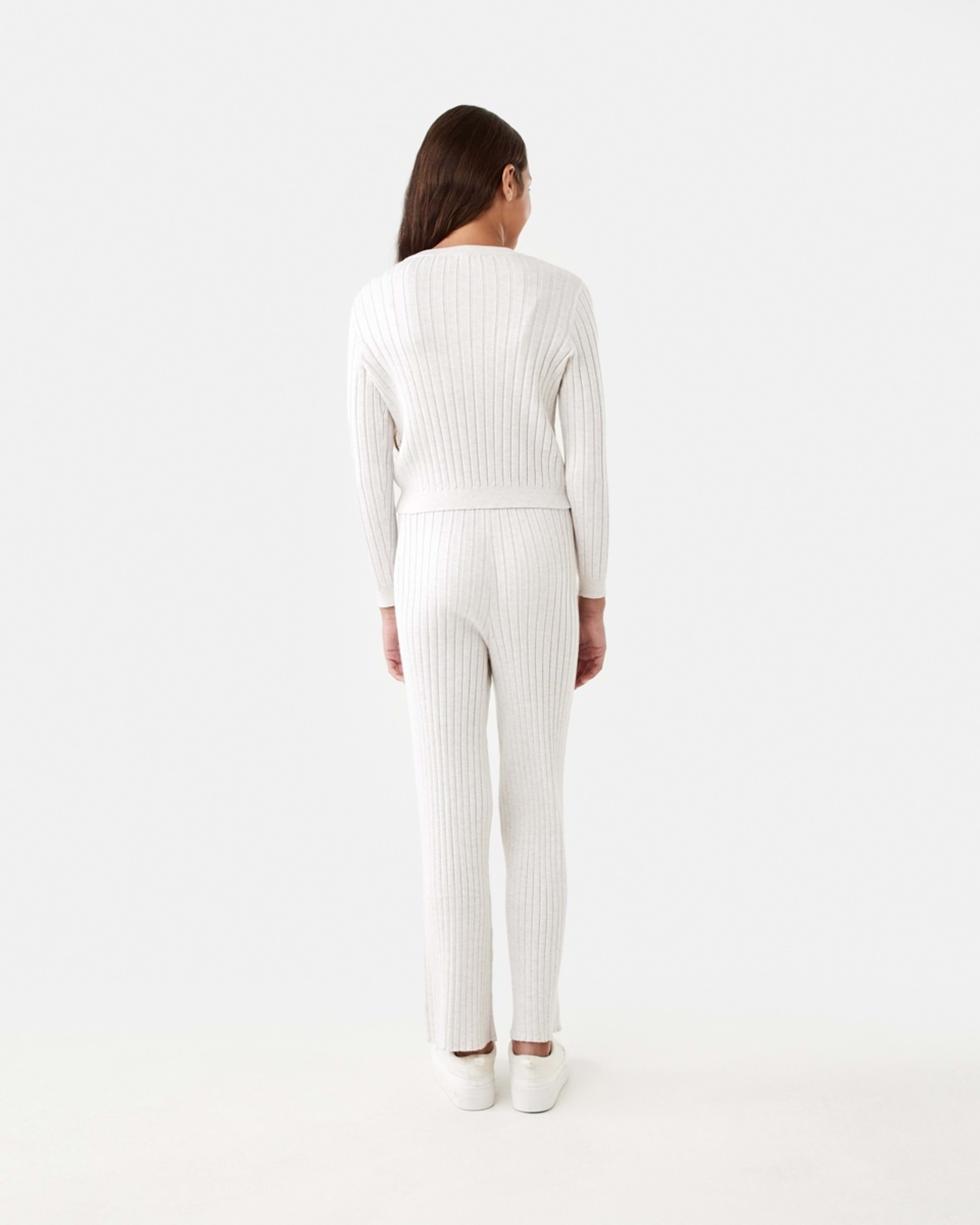 6 Long Sleeve Rib Knit Top Crm Marle, 6 of 8