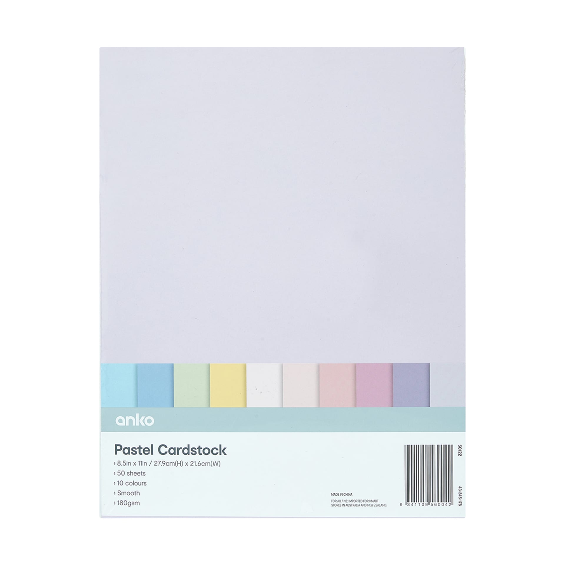 50 Pack Cardstock Pastel Kmart