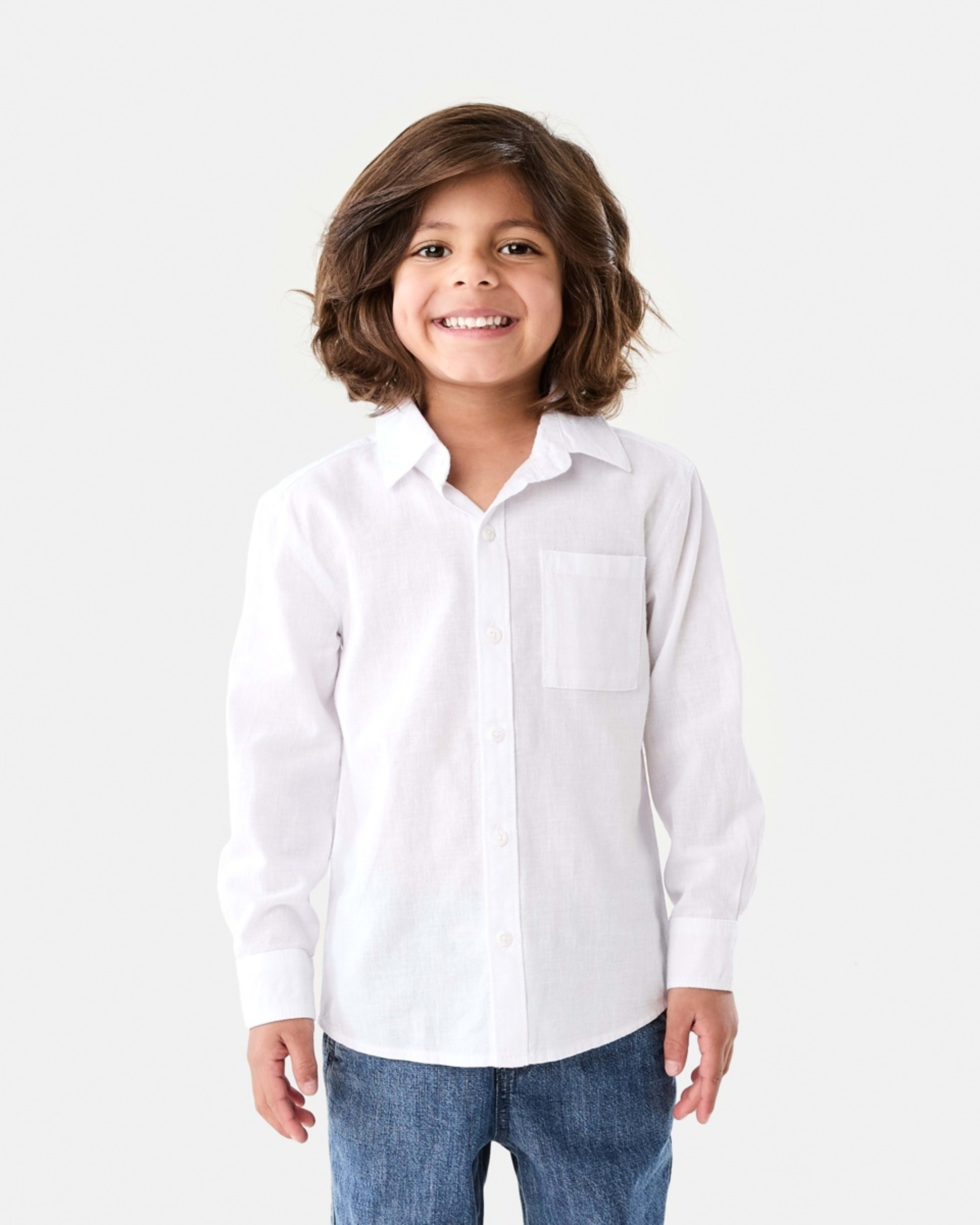 1 Long Sleeve Linen Shirt WHITE, 1 of 9