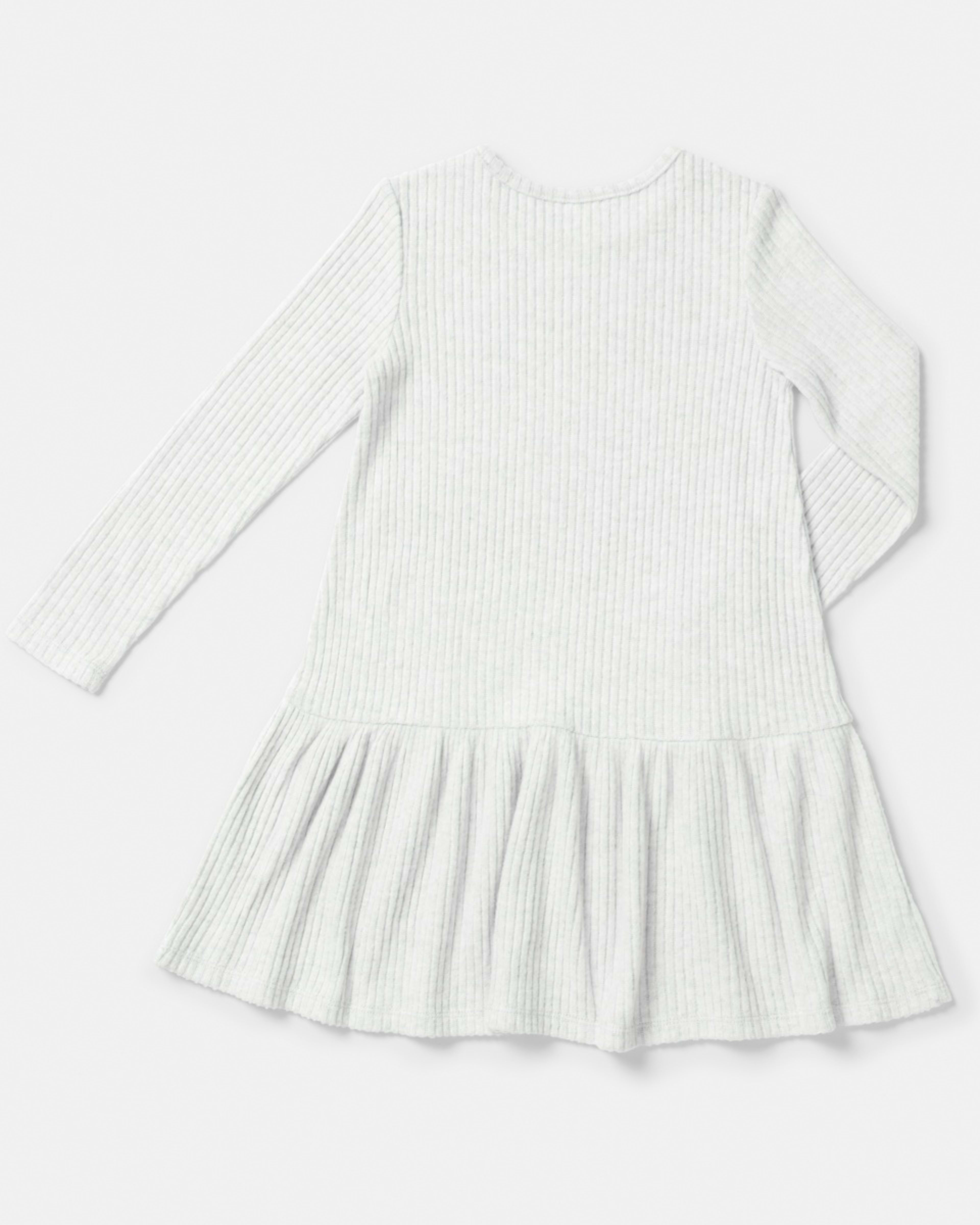 9 Long Sleeve Brushed Rib Dress Wht Marle, 9 of 9