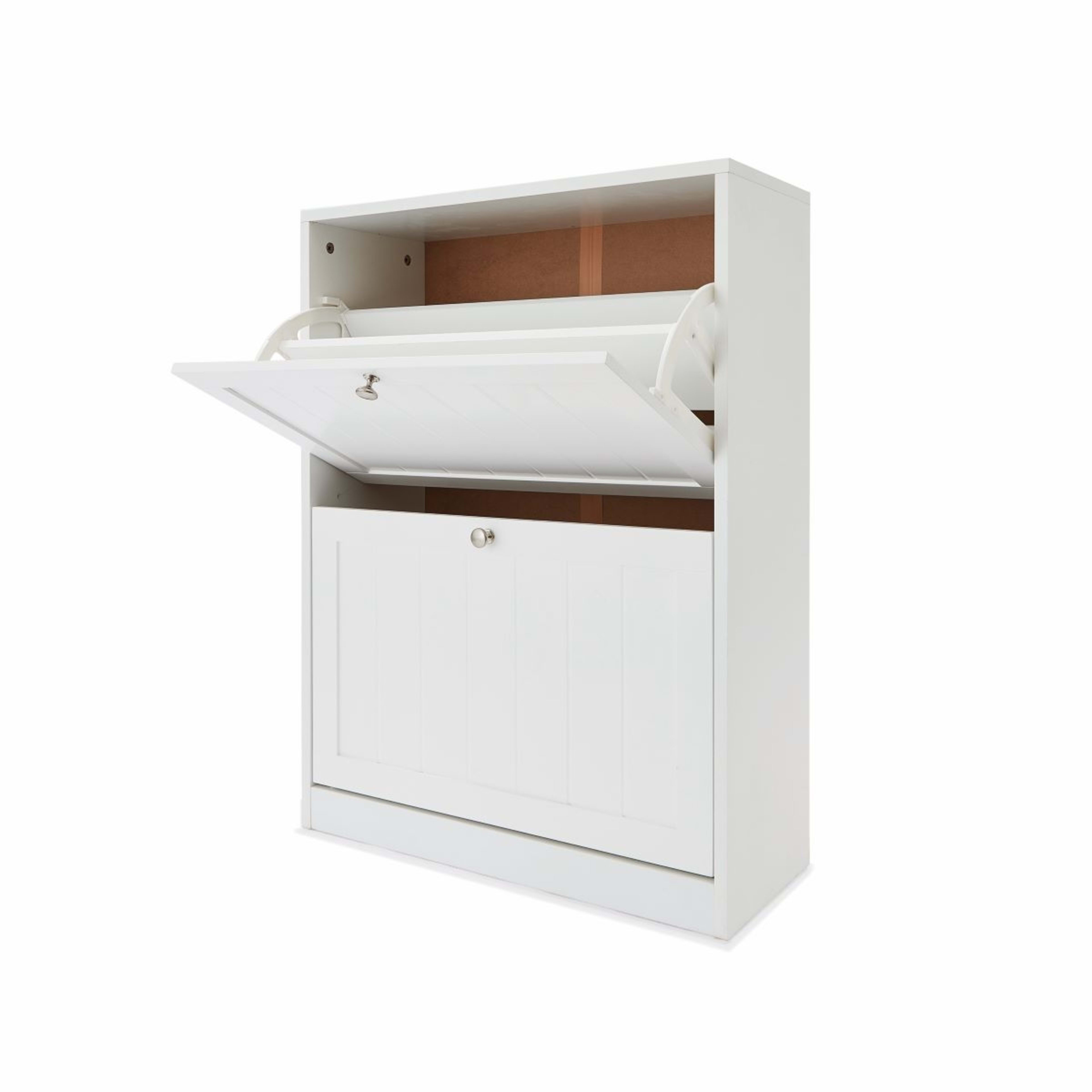 4 2 Tier Panelled Shoe Cabinet, 4 of 10
