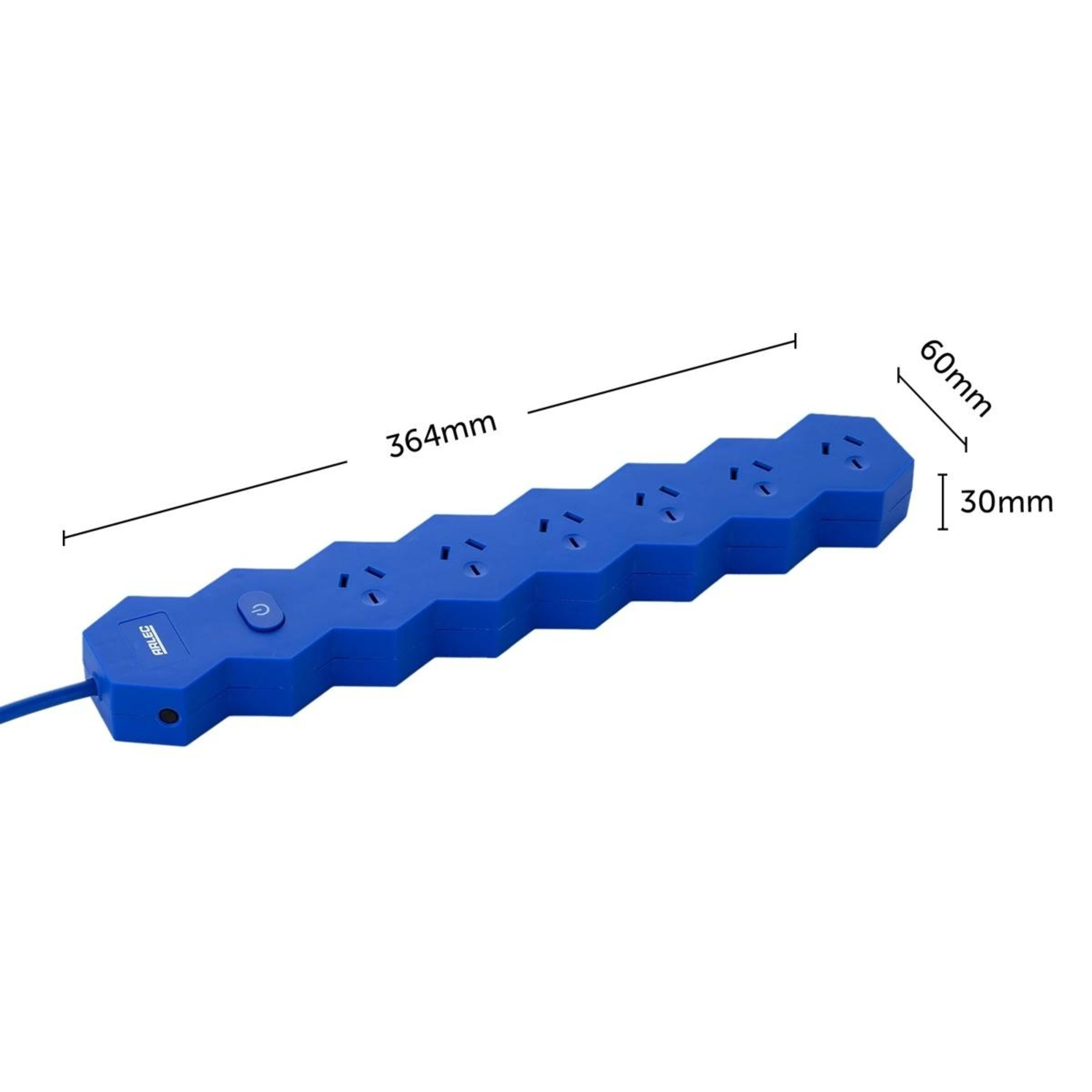 6 Arlec 6 Outlet Hexagon Master On/Off Switch Powerboard - Blue, 6 of 6